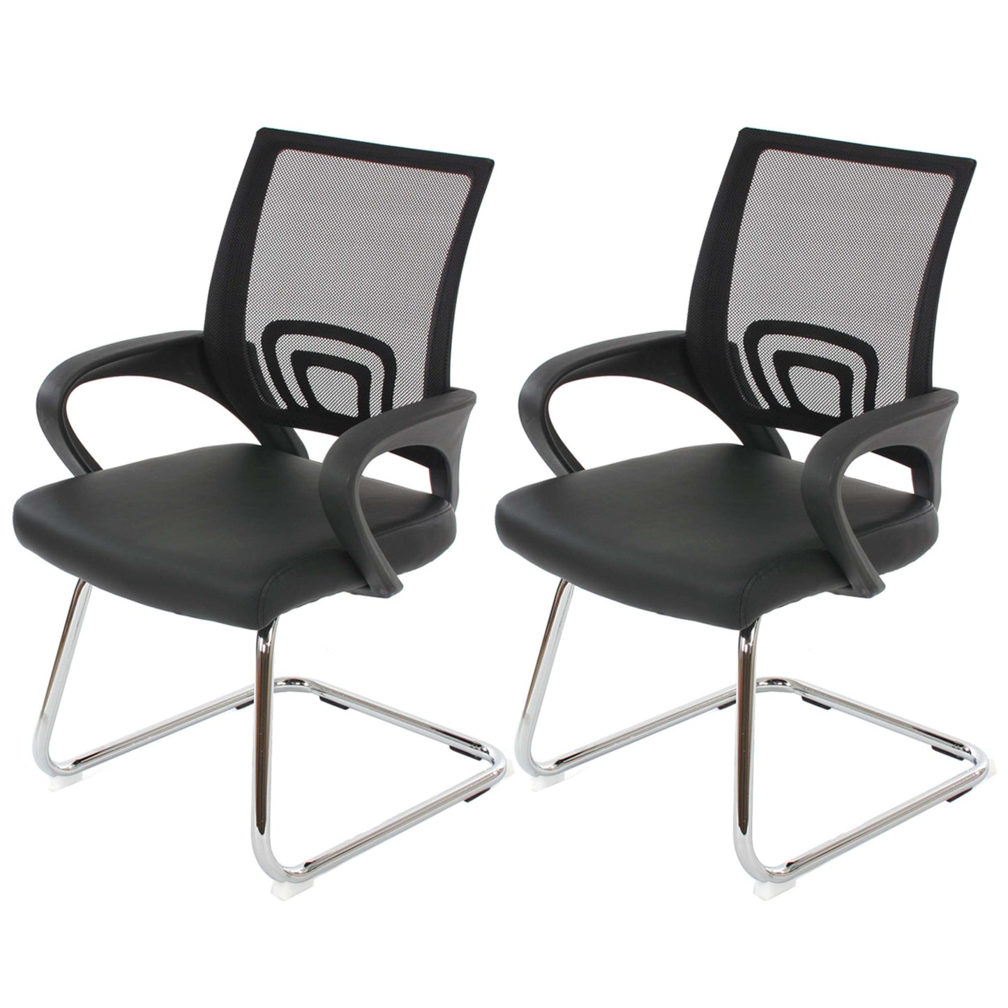 Set van 2 vergaderstoelen Ancona, bezoekersstoel, kunstleer MVG-gecertificeerd ~ zwart