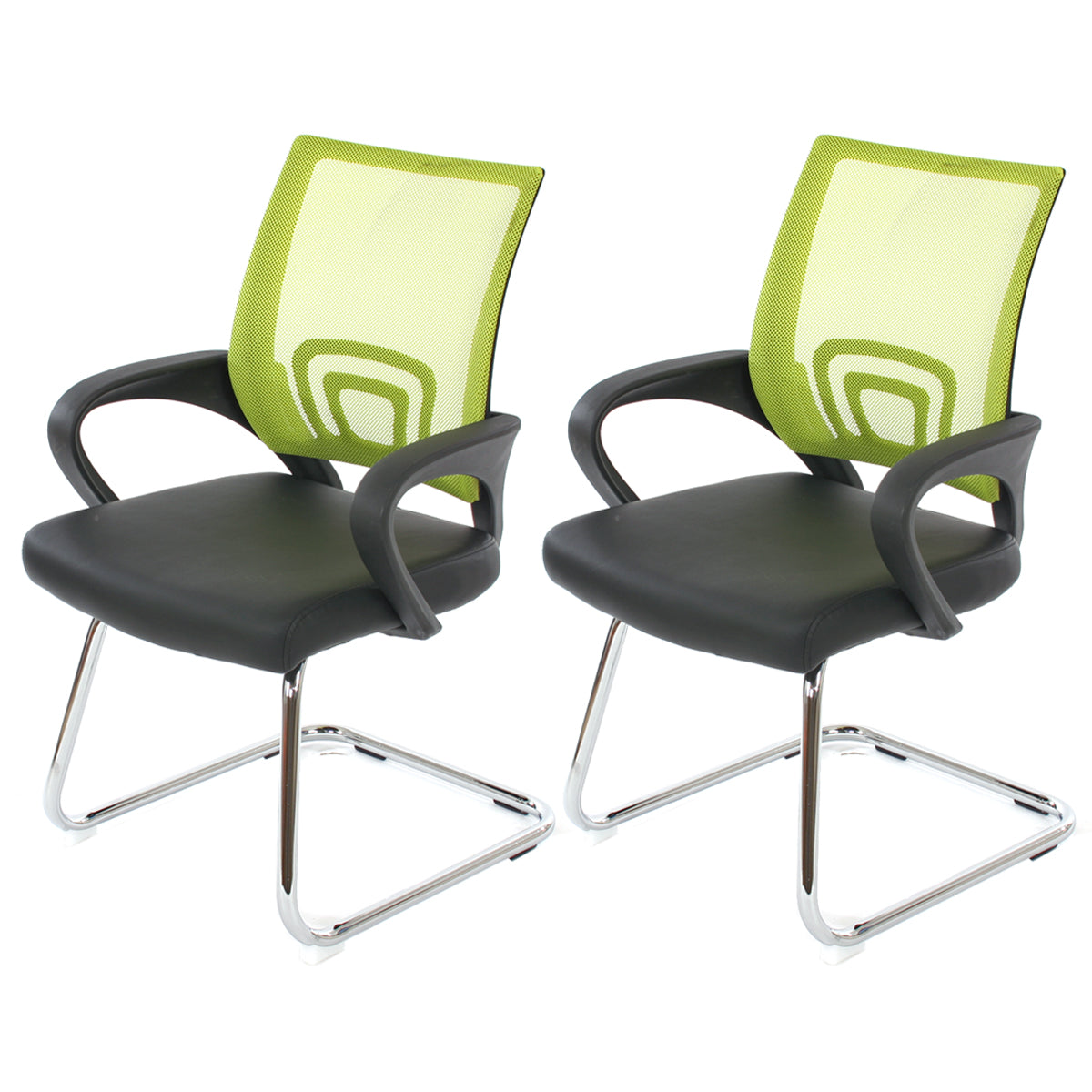 Set van 2 vergaderstoelen Ancona, bezoekersstoel, kunstleer MVG-gecertificeerd ~ groen