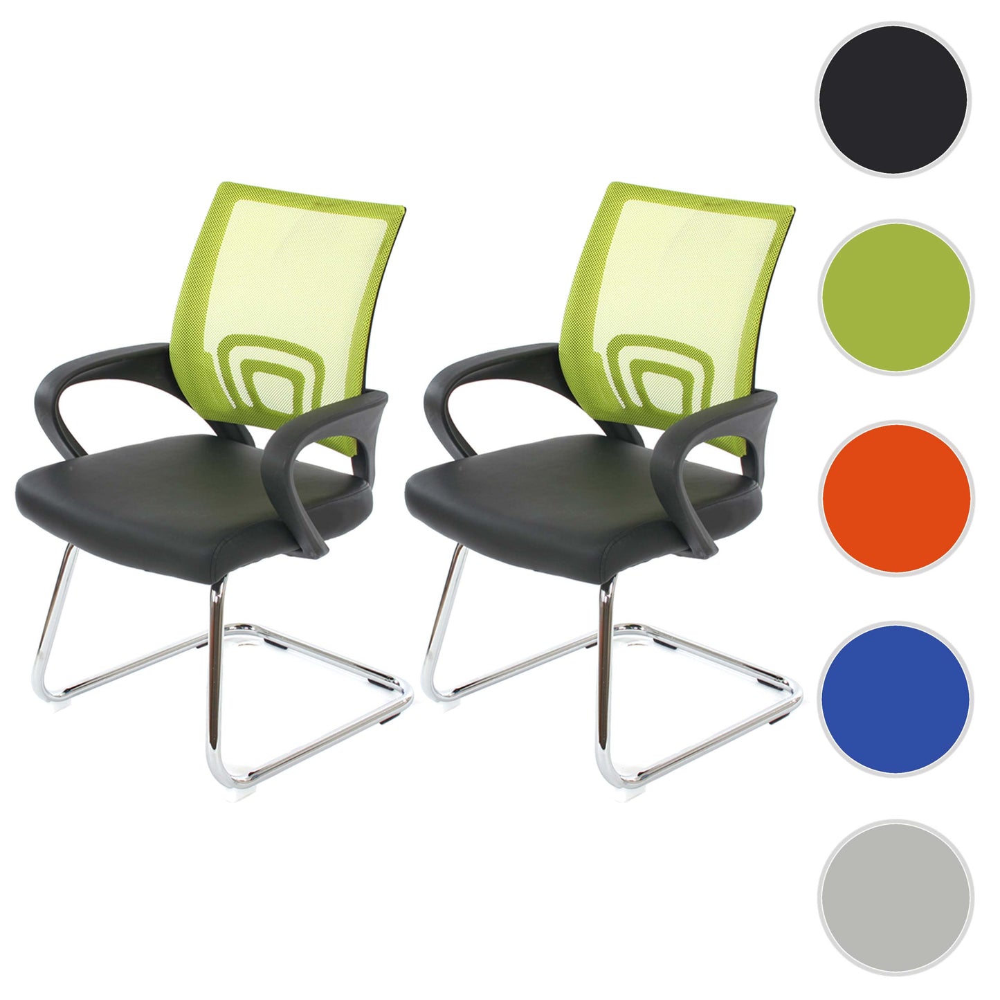 Set van 2 vergaderstoelen Ancona, bezoekersstoel, kunstleer MVG-gecertificeerd ~ groen