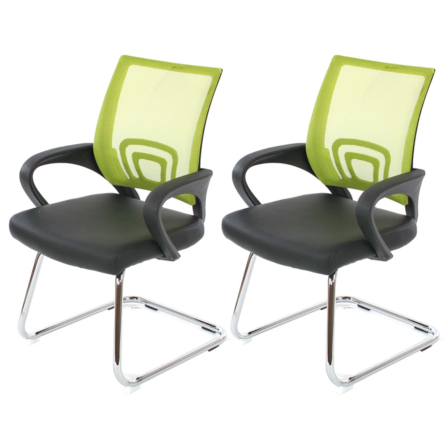 Set van 2 vergaderstoelen Ancona, bezoekersstoel, kunstleer MVG-gecertificeerd ~ groen