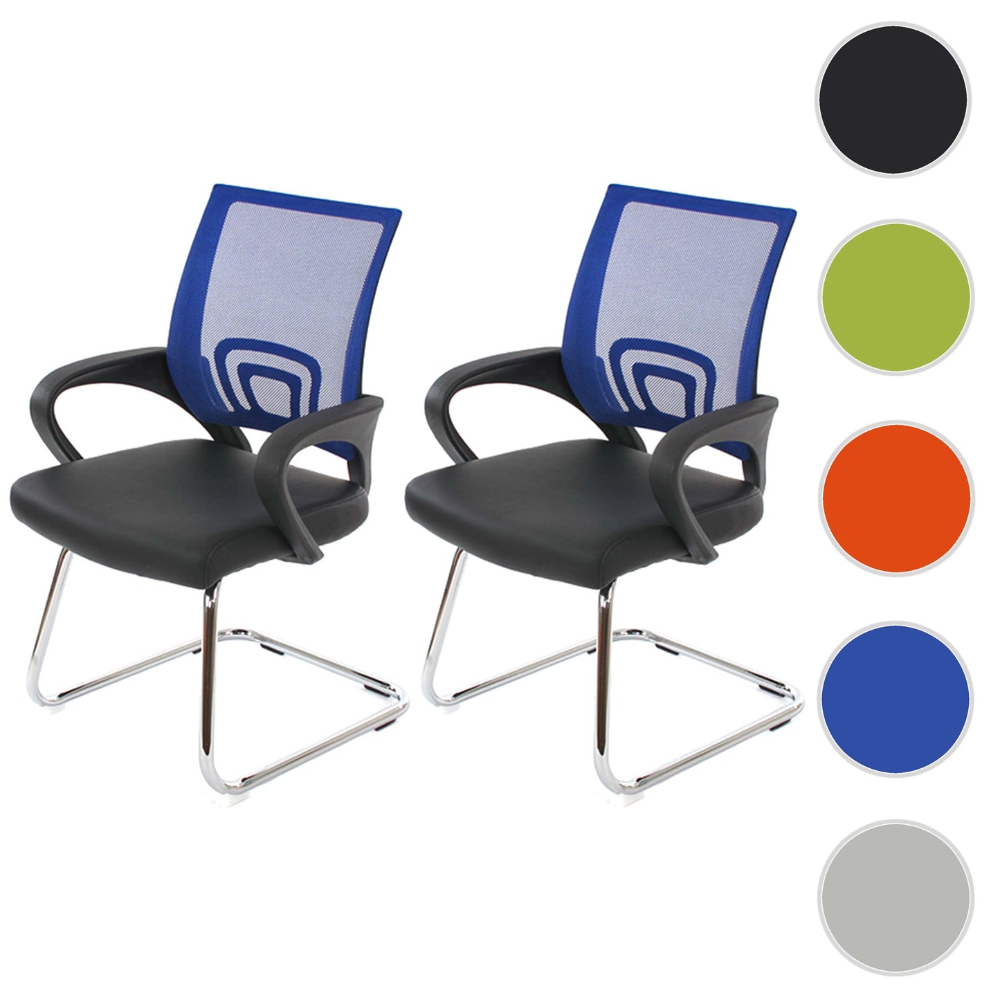 Set van 2 vergaderstoelen Ancona, bezoekersstoel, kunstleer MVG-gecertificeerd ~ blauw