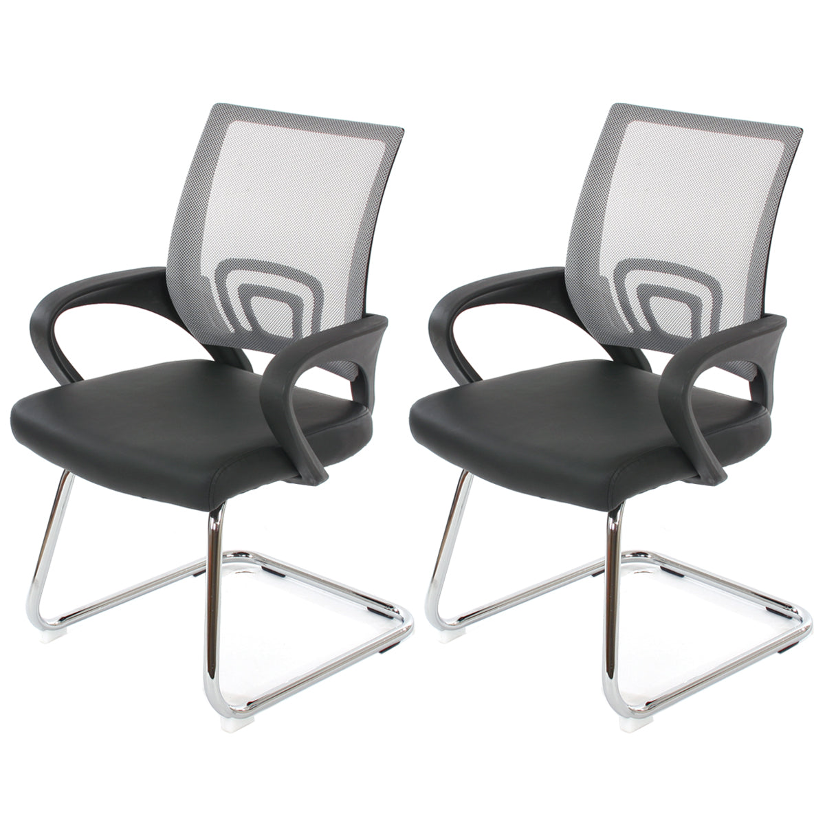 Set van 2 vergaderstoelen Ancona, bezoekersstoel, kunstleer MVG-gecertificeerd ~ grijs