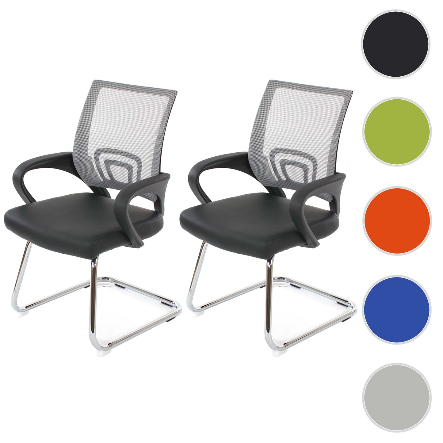 Set van 2 vergaderstoelen Ancona, bezoekersstoel, kunstleer MVG-gecertificeerd ~ grijs