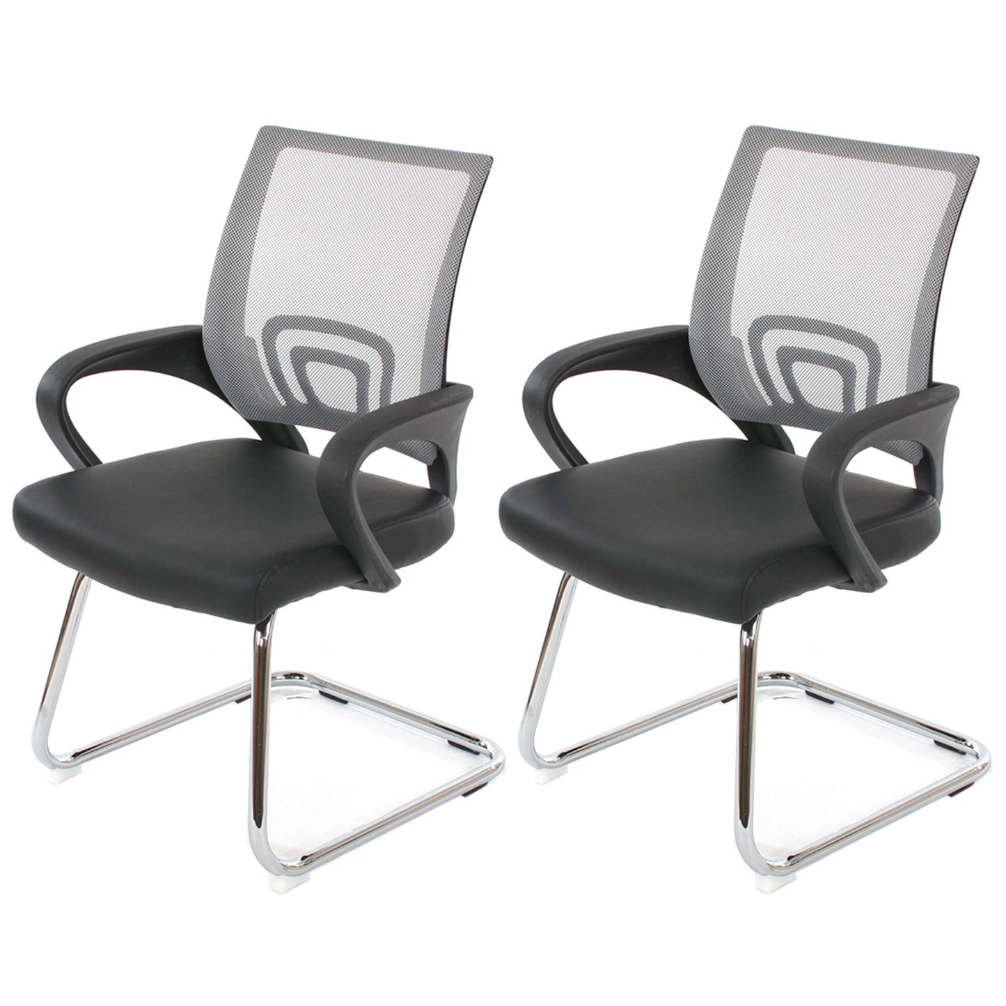 Set van 2 vergaderstoelen Ancona, bezoekersstoel, kunstleer MVG-gecertificeerd ~ grijs