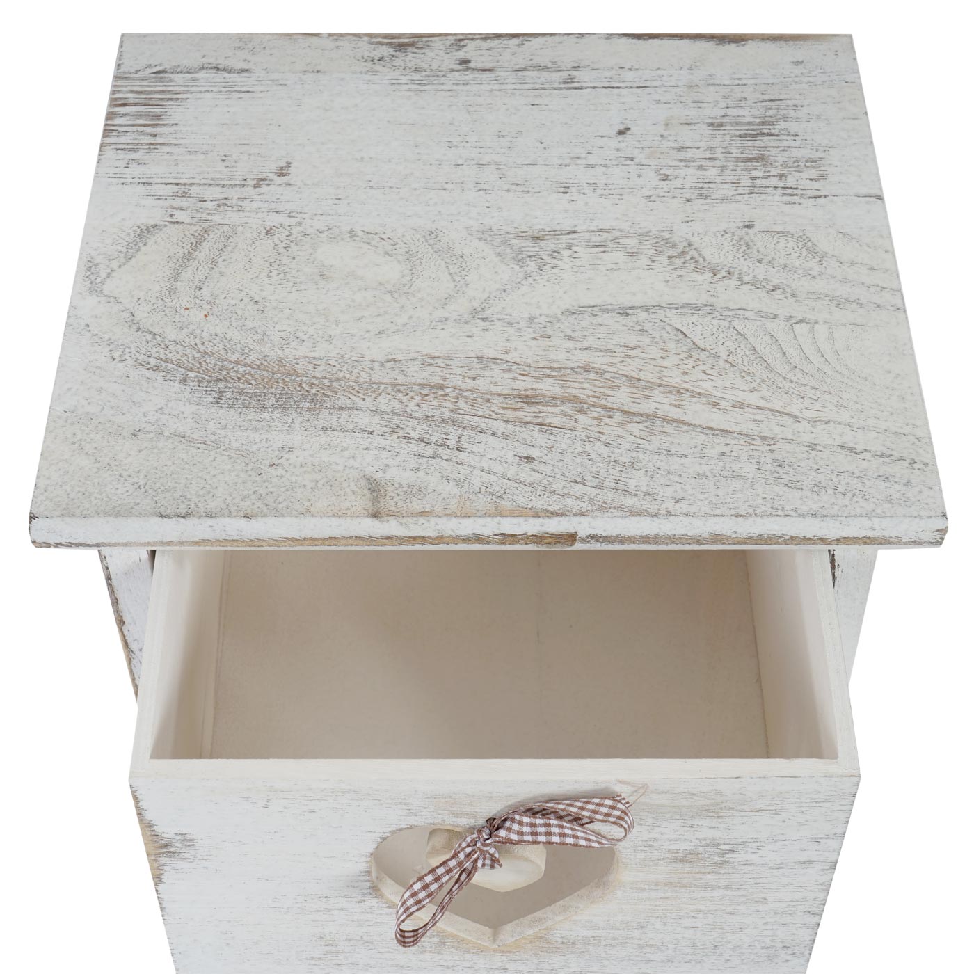 Forli ladekast, kast, 4 laden met hartjes 70x29x25cm, shabby look, vintage ~ wit
