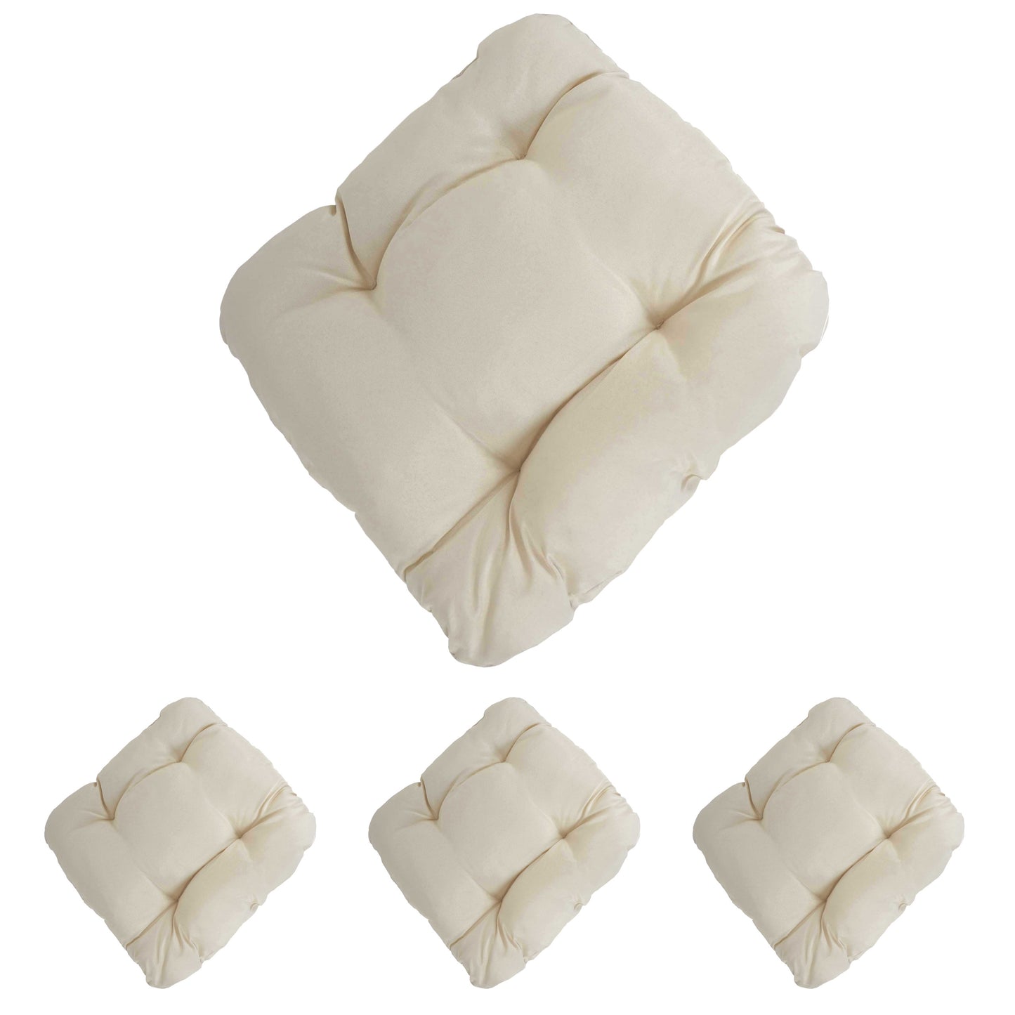 Set van 4 zitkussens Dublin, stoelkussens 41x38x8cm ~ crème