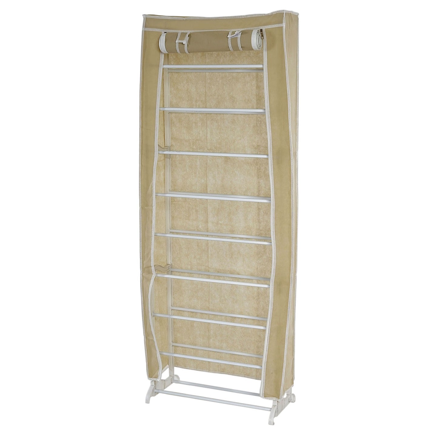 Schoenenkast Campingkast Vouwkast stof 140x52x18cm crème