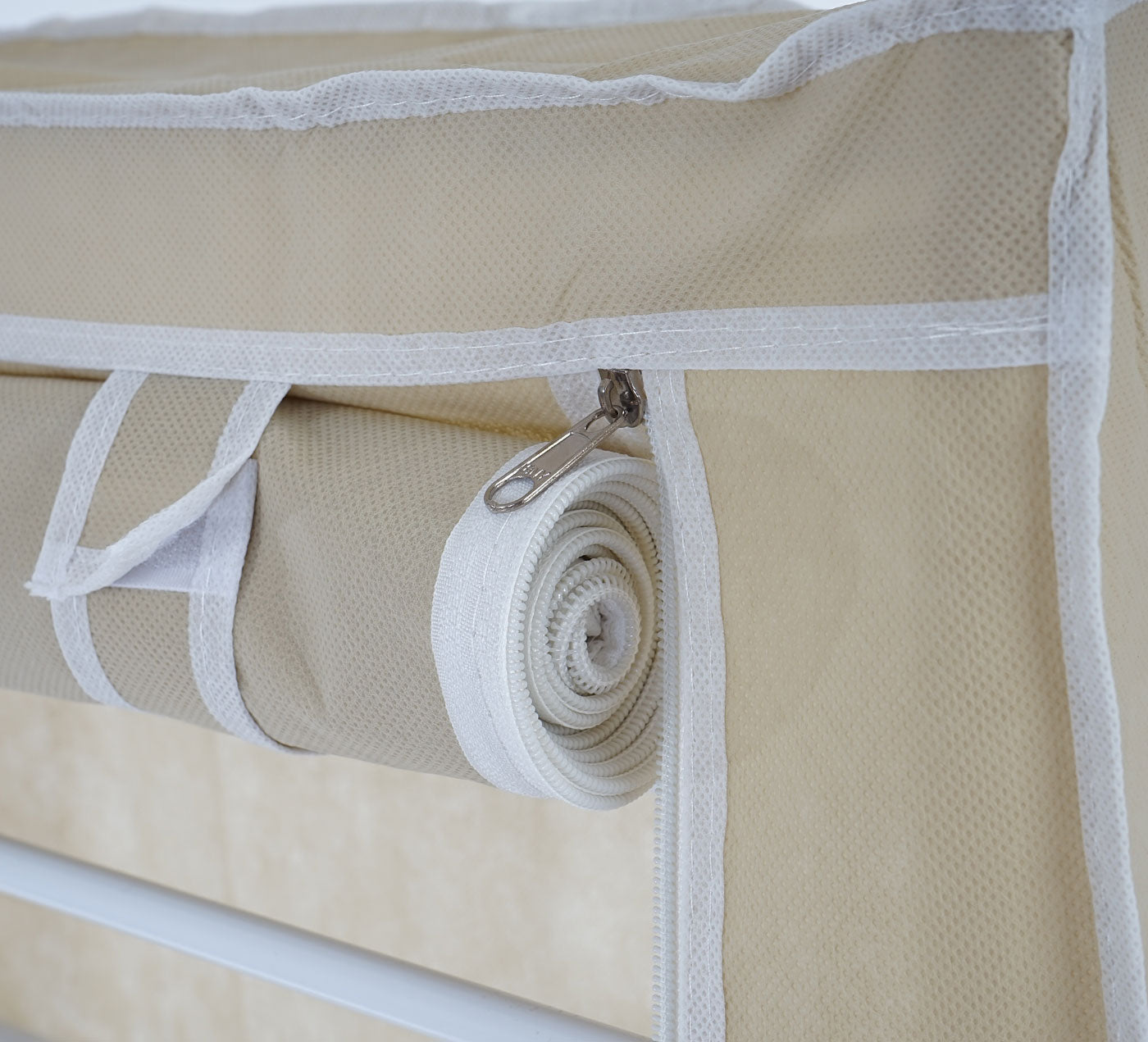Schoenenkast Campingkast Vouwkast stof 140x52x18cm crème