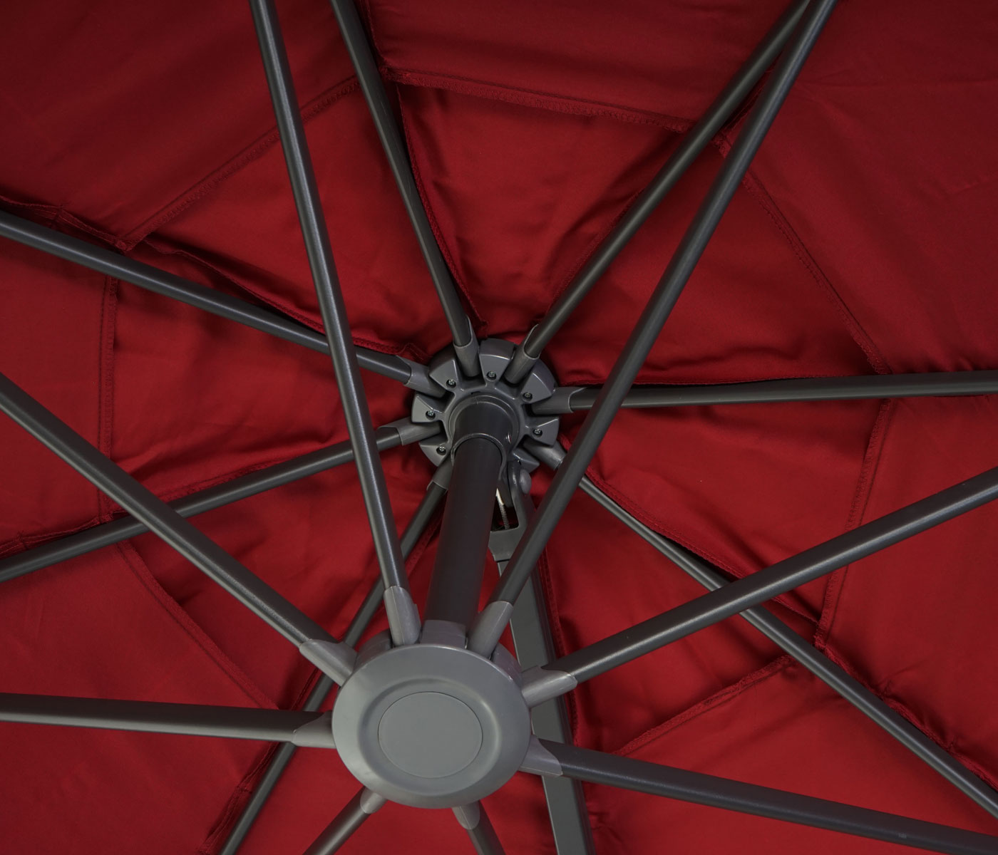Zweefparasol MCW-A96, parasol, rond Ø 4m polyester/aluminium 27kg ~ bordeaux met voet