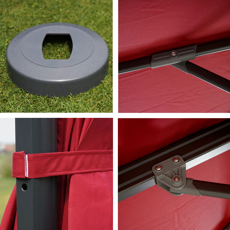 Zweefparasol MCW-A96, parasol, rond Ø 4m polyester/aluminium 27kg ~ bordeaux met voet
