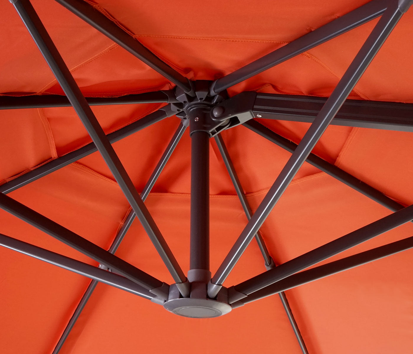 Zweefparasol MCW-A96, parasol, rond Ø 3m polyester aluminium/staal 23kg ~ terracotta zonder voet