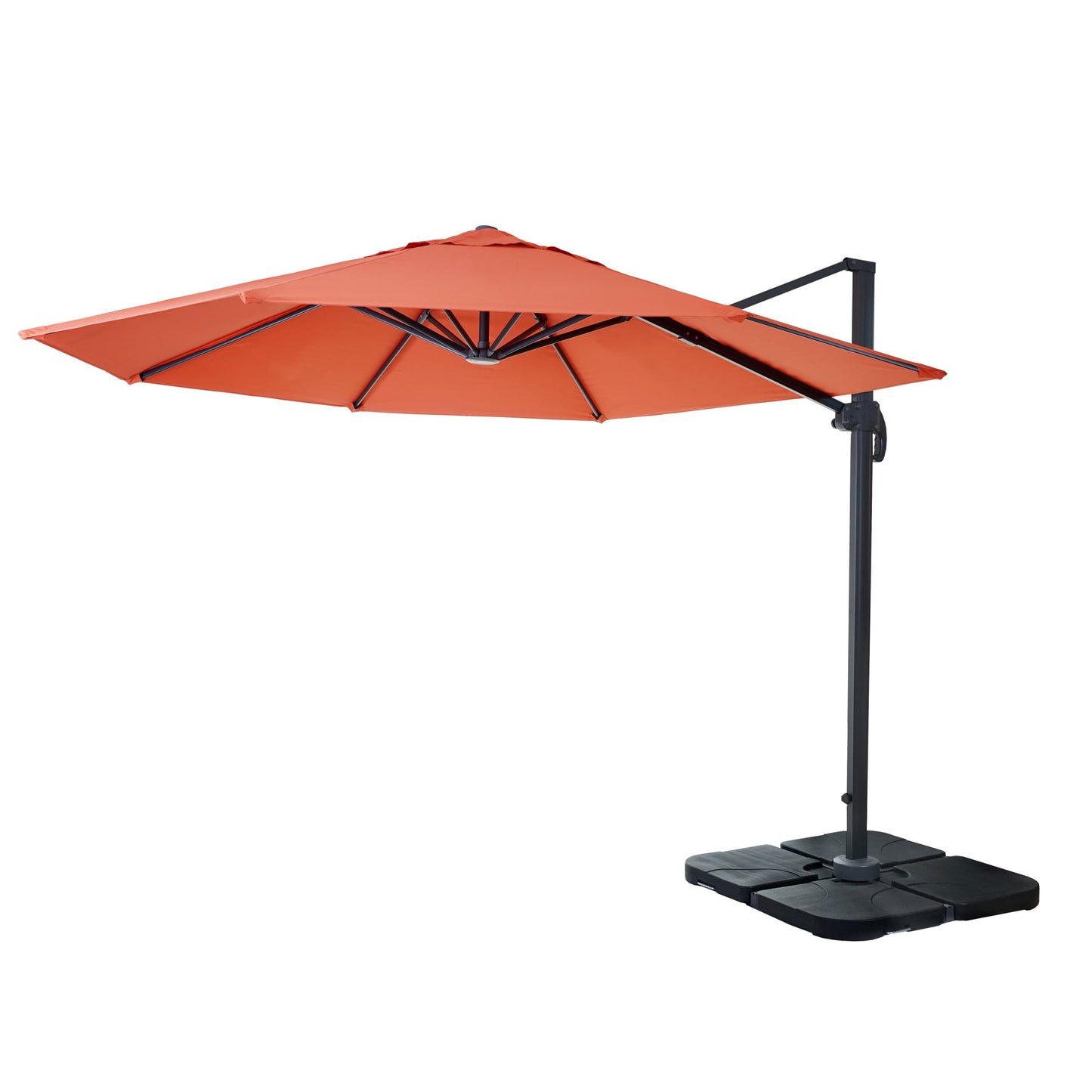 Zweefparasol MCW-A96, parasol, rond Ø 3m polyester aluminium/staal 23kg ~ terracotta met voet