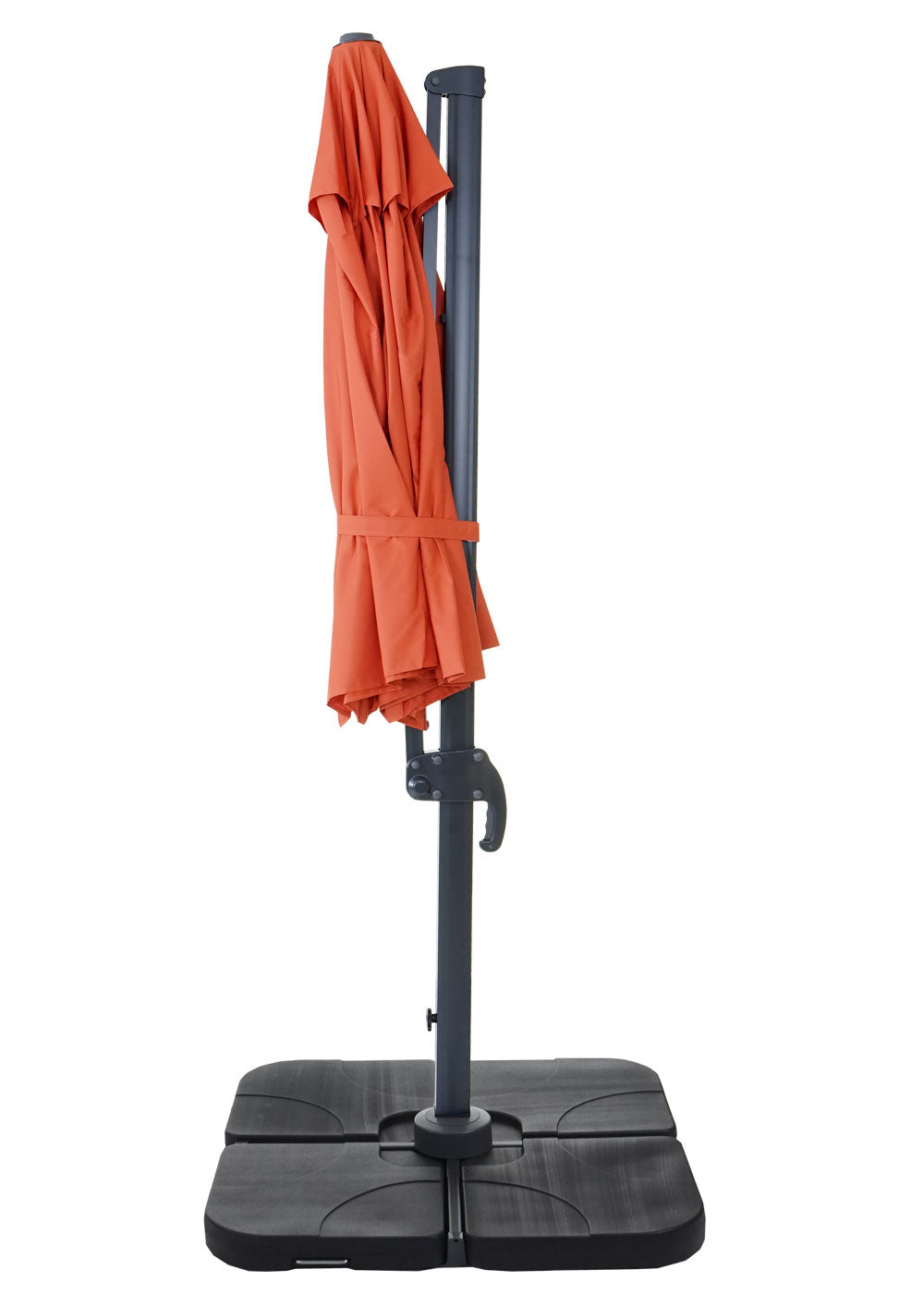 Zweefparasol MCW-A96, parasol, rond Ø 3m polyester aluminium/staal 23kg ~ terracotta met voet, draaibaar