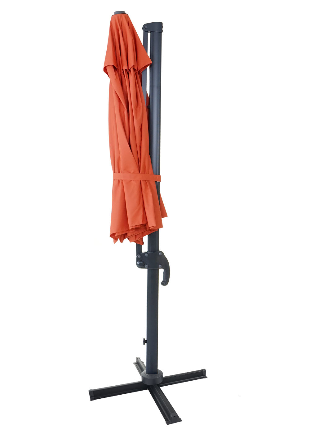 Zweefparasol MCW-A96, parasol, rond Ø 3m polyester aluminium/staal 23kg ~ terracotta zonder voet, draaibaar