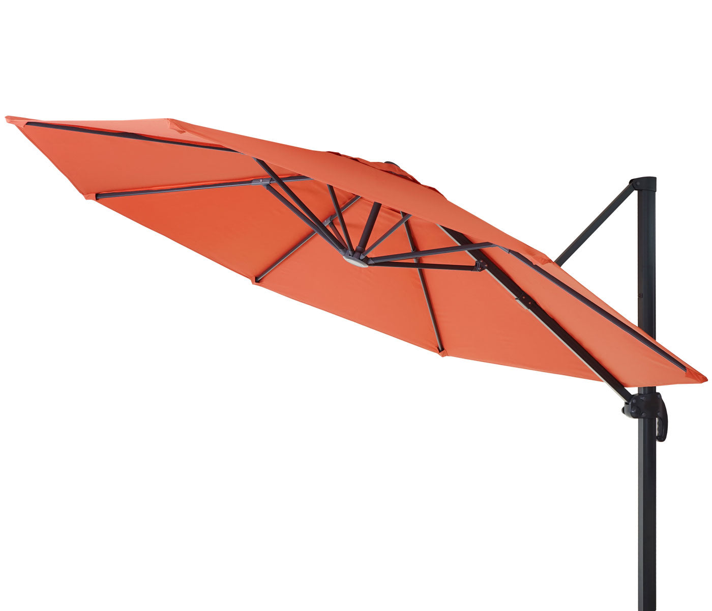 Zweefparasol MCW-A96, parasol, rond Ø 3m polyester aluminium/staal 23kg ~ terracotta zonder voet, draaibaar