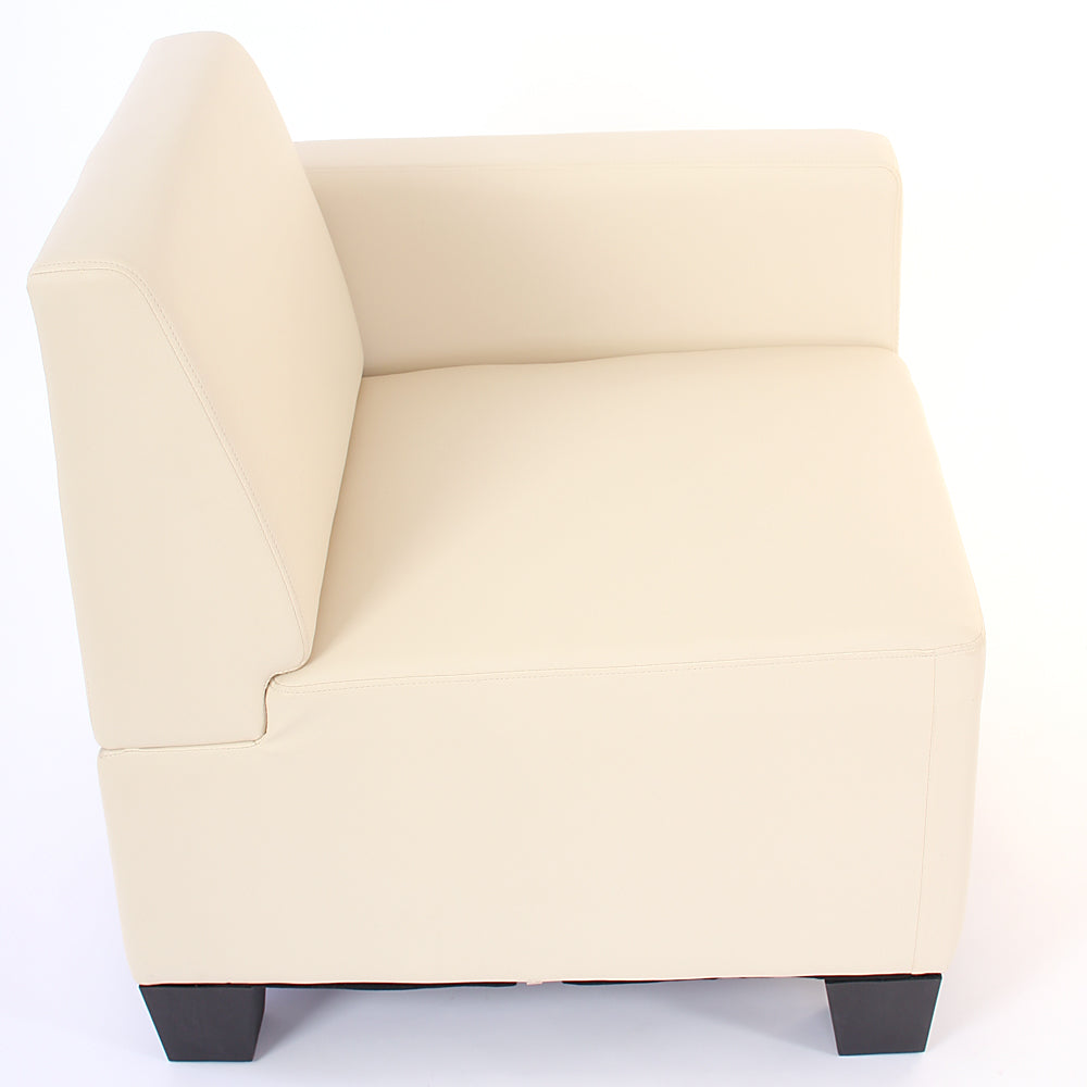 Modulair zijpaneel rechts, fauteuil met armleuning Lyon, kunstleer ~ crème