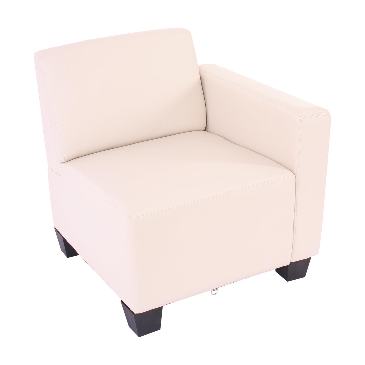 Modulair zijpaneel rechts, fauteuil met armleuning Lyon, kunstleer ~ crème