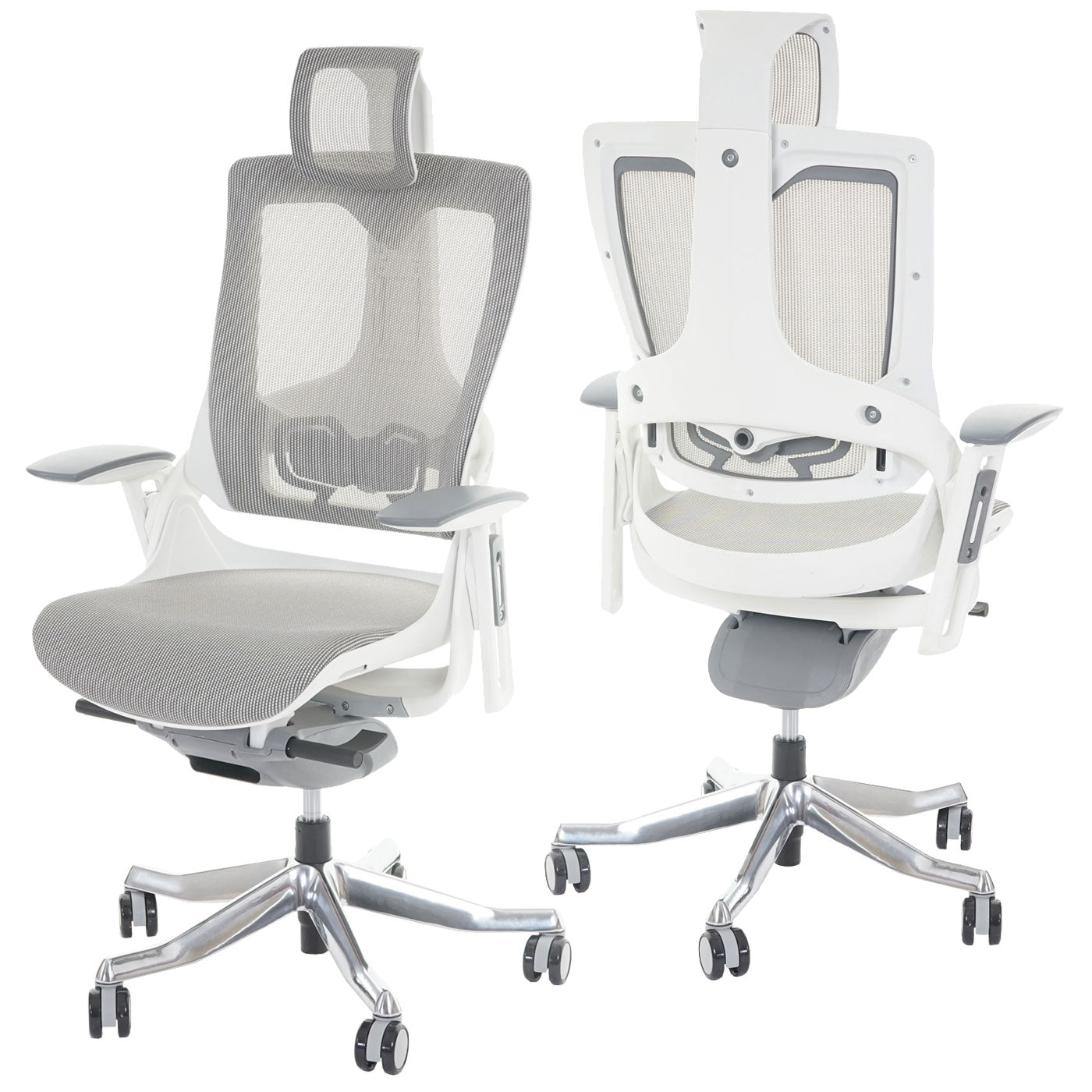 Bureaustoel MERRYFAIR Wau 2, bureaustoel draaistoel, bekleed/mesh, ergonomisch ~ wit-grijs