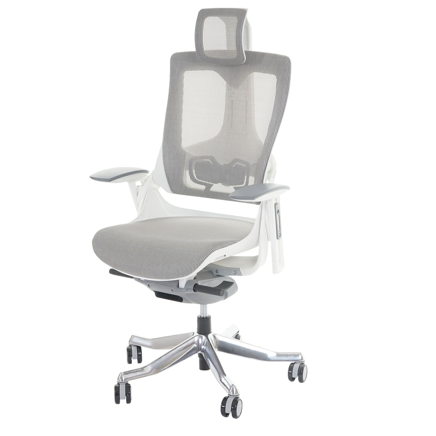 Bureaustoel MERRYFAIR Wau 2, bureaustoel draaistoel, bekleed/mesh, ergonomisch ~ wit-grijs