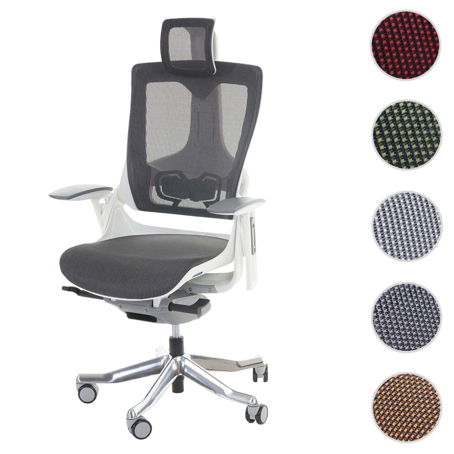 Bureaustoel MERRYFAIR Wau 2, bureaustoel draaistoel, bekleed/mesh, ergonomisch ~ zwart-grijs