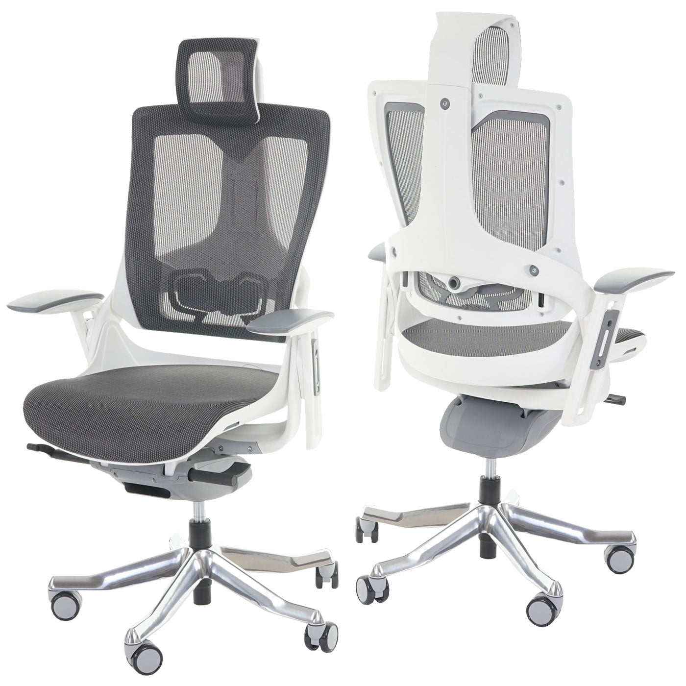 Bureaustoel MERRYFAIR Wau 2, bureaustoel draaistoel, bekleed/mesh, ergonomisch ~ zwart-grijs