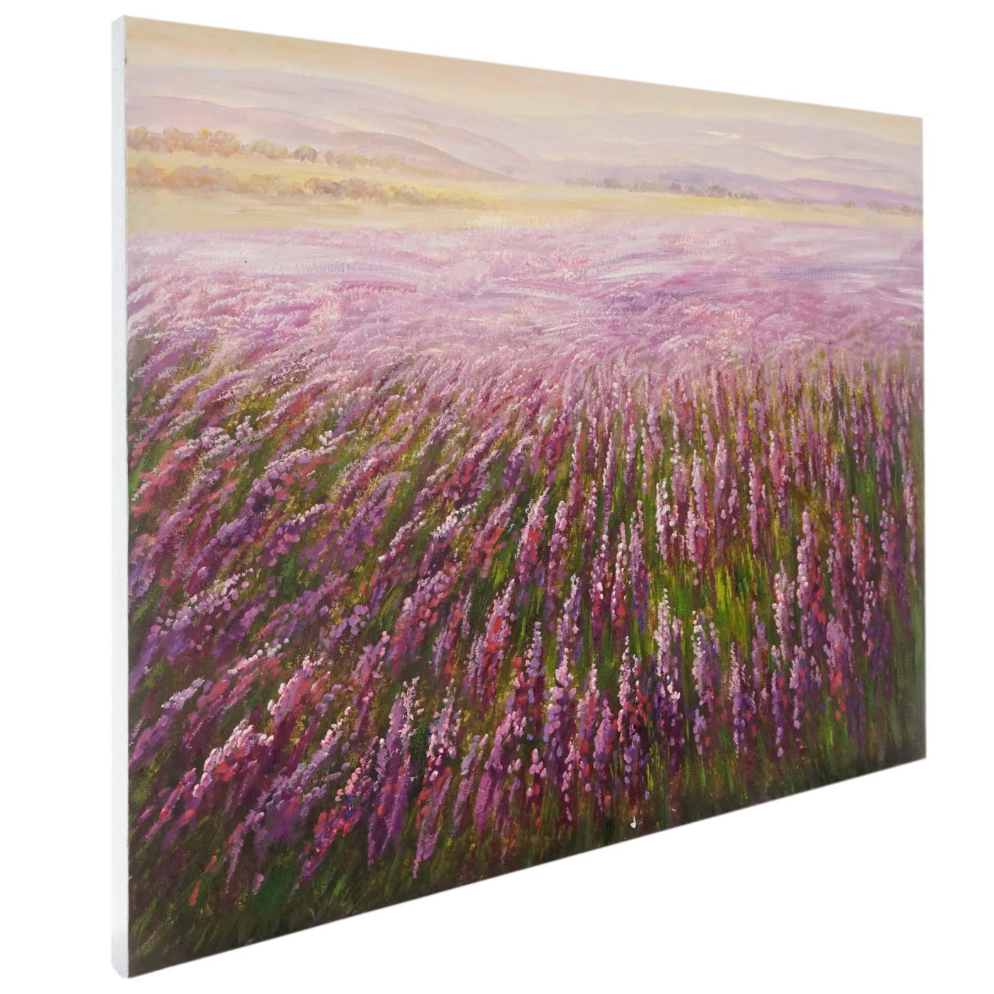 Olieverfschilderij Bloemenveld, 100% handgeschilderde muurschildering XL, 100x80cm