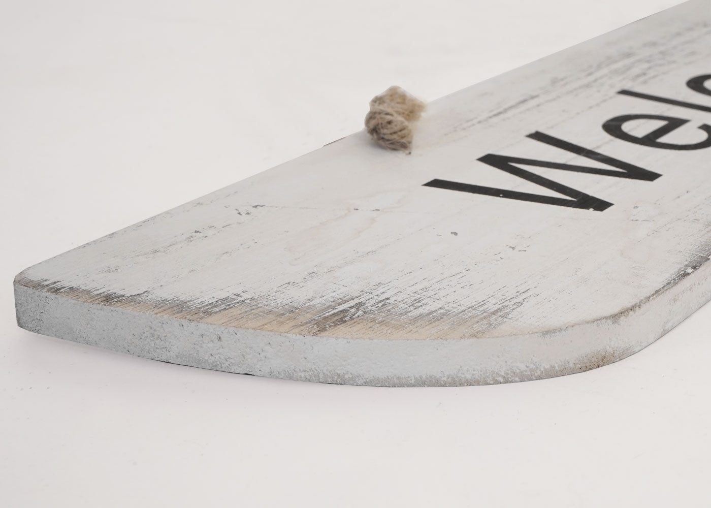Wandbord Welkom, decoratief houten bord, shabby look 10x43x1cm ~ wit