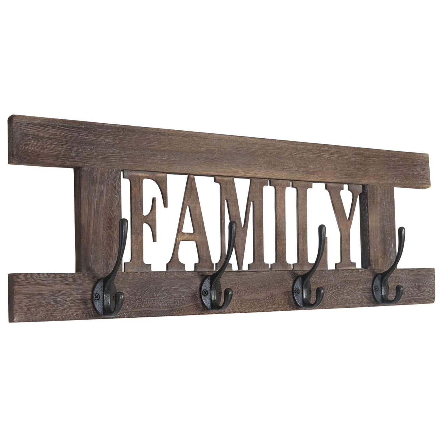 2-delige wandkapstokset MCW-C60 Home+Family kapstokpaneel, shabby look vintage ~ bruin, shabby