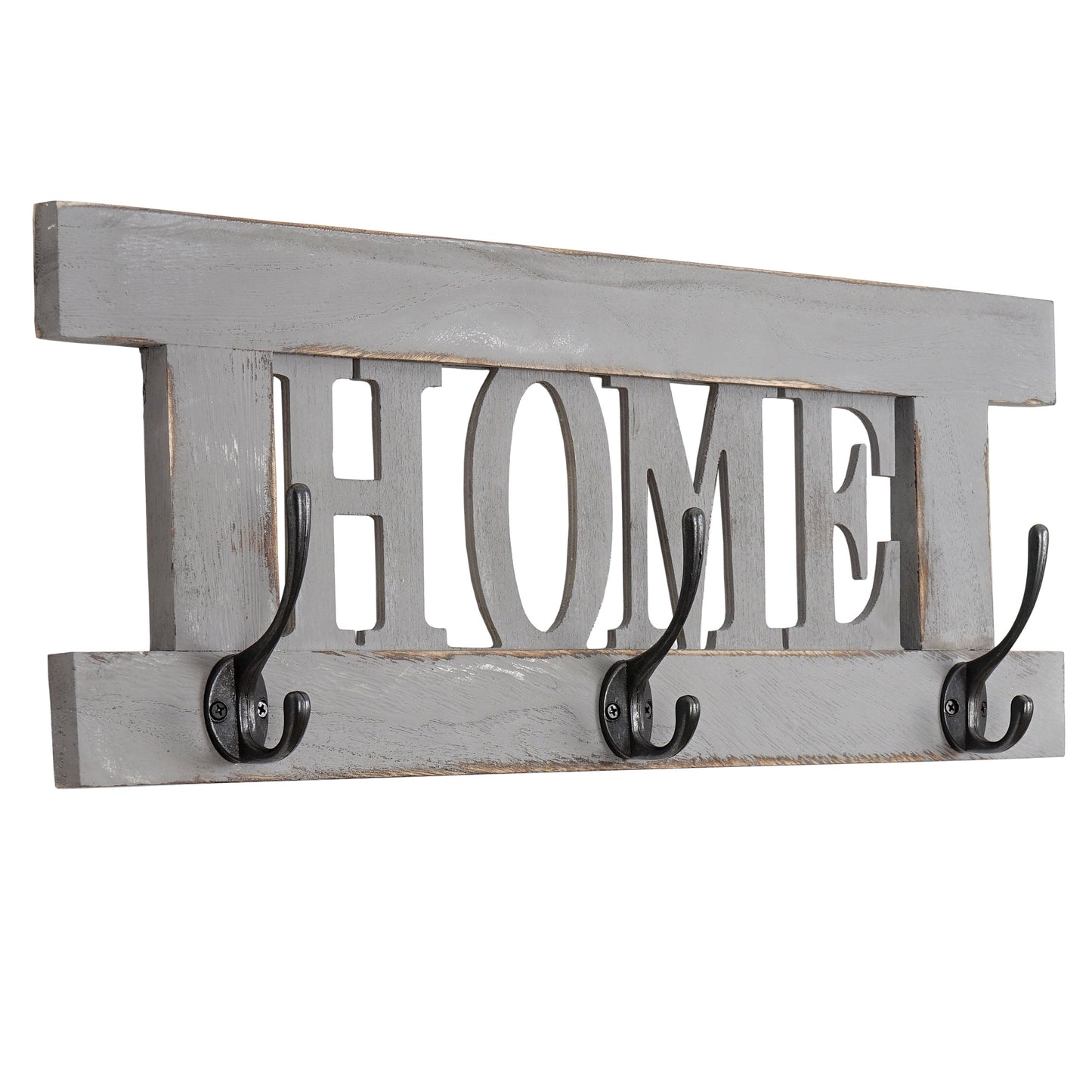 Wandkapstok MCW-C60 Home, kapstok, kapstokpaneel, shabby look vintage 55x21cm ~ grijs, shabby