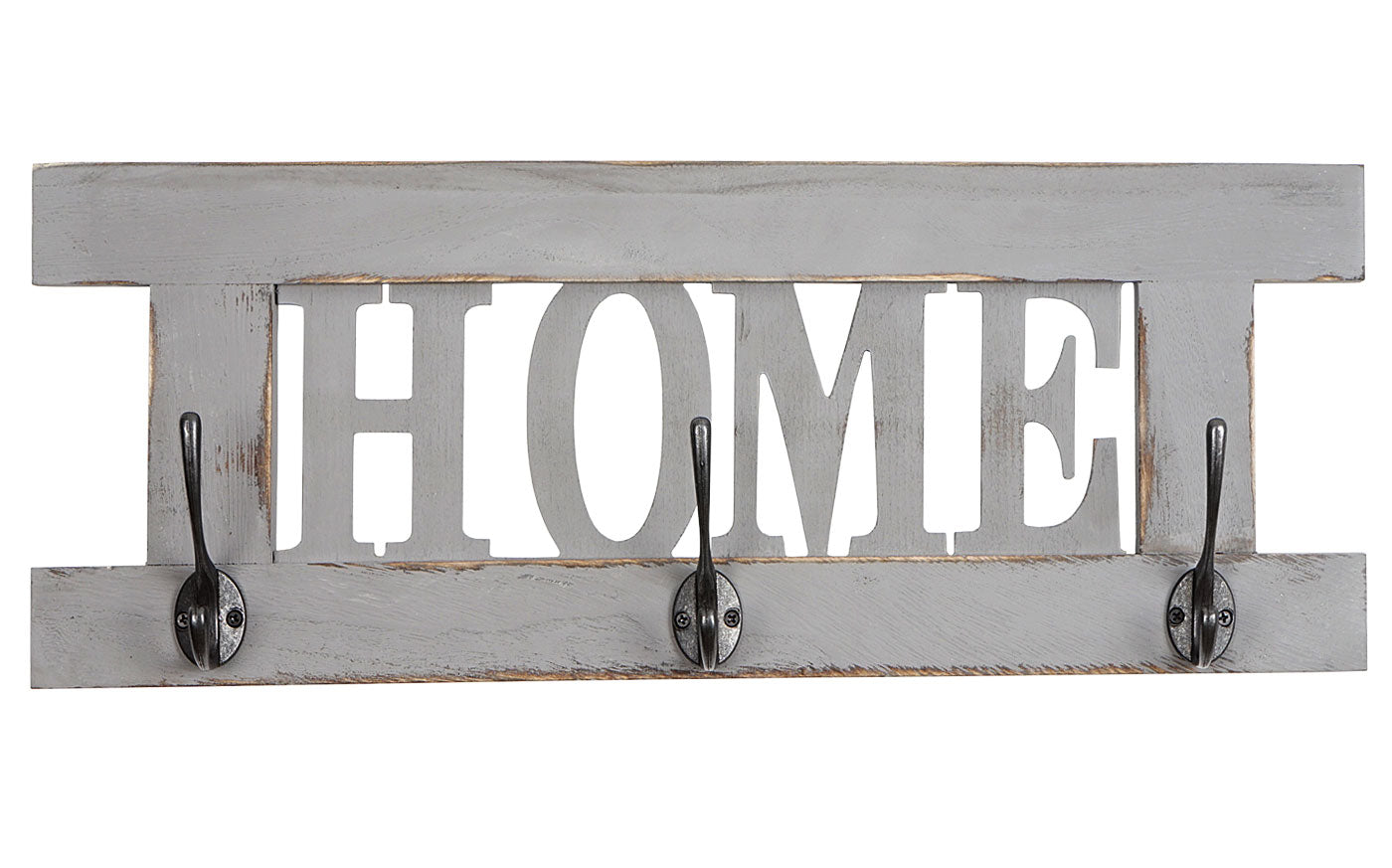 Wandkapstok MCW-C60 Home, kapstok, kapstokpaneel, shabby look vintage 55x21cm ~ grijs, shabby