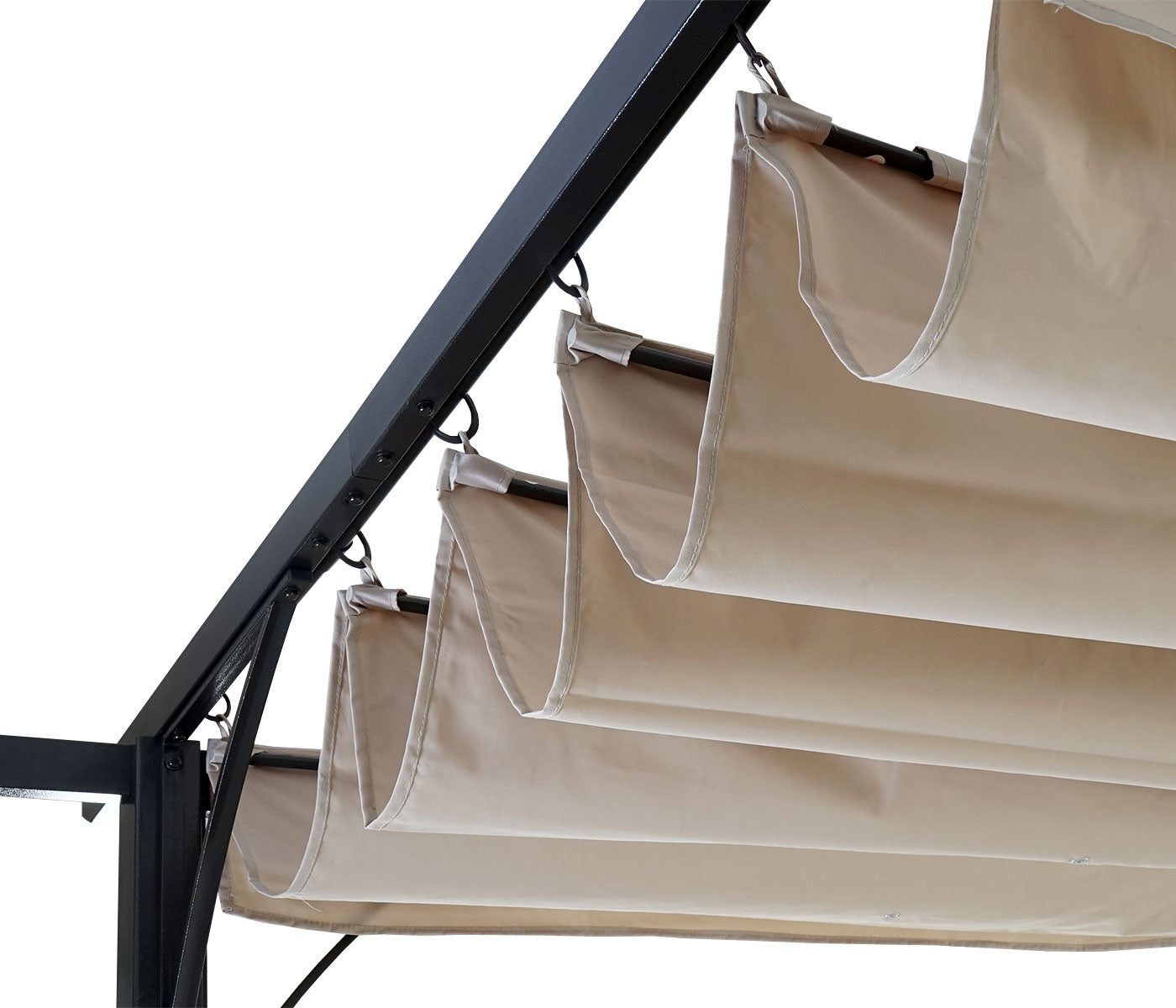 Pergola MCW-C42, tuinpaviljoen, stevig 6cm frame + schuifdak ~ 3,5x3,5m crème
