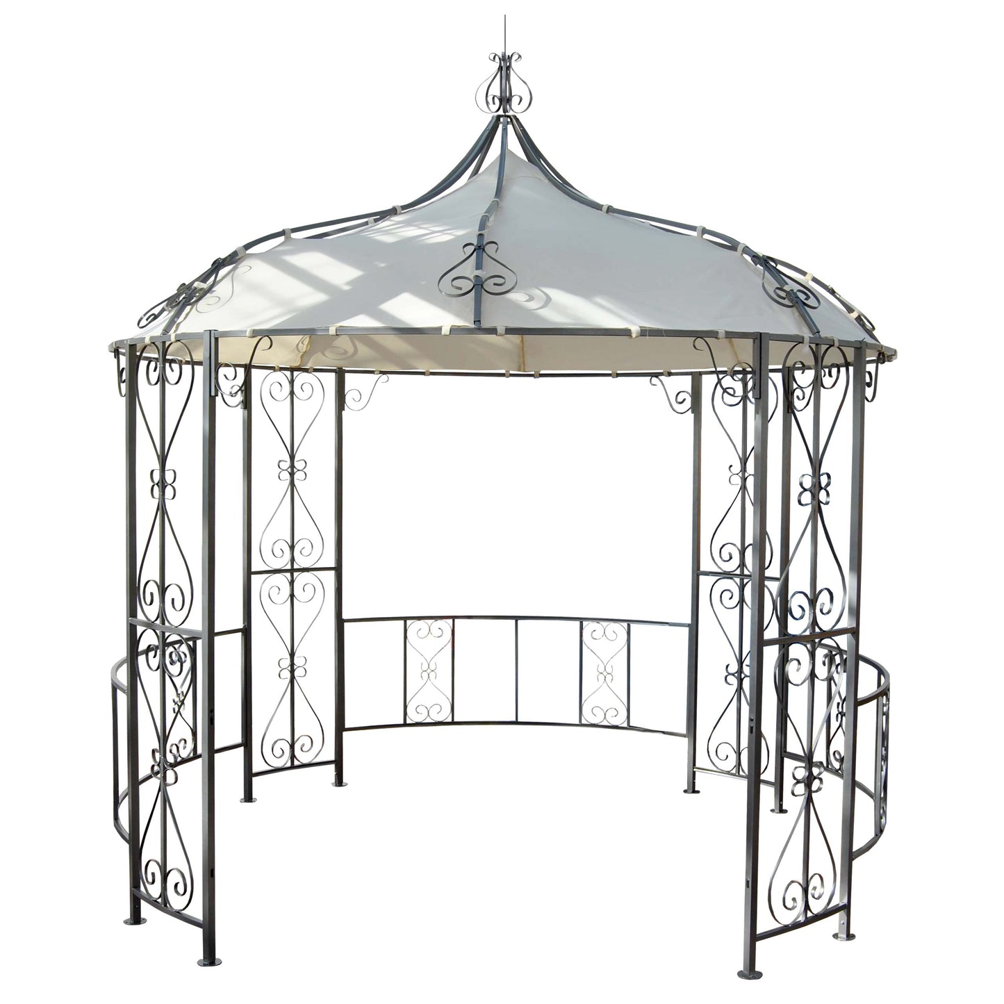 Pergola Almeria, rond tuinpaviljoen, stevig stalen frame Ø 3m ~ crème