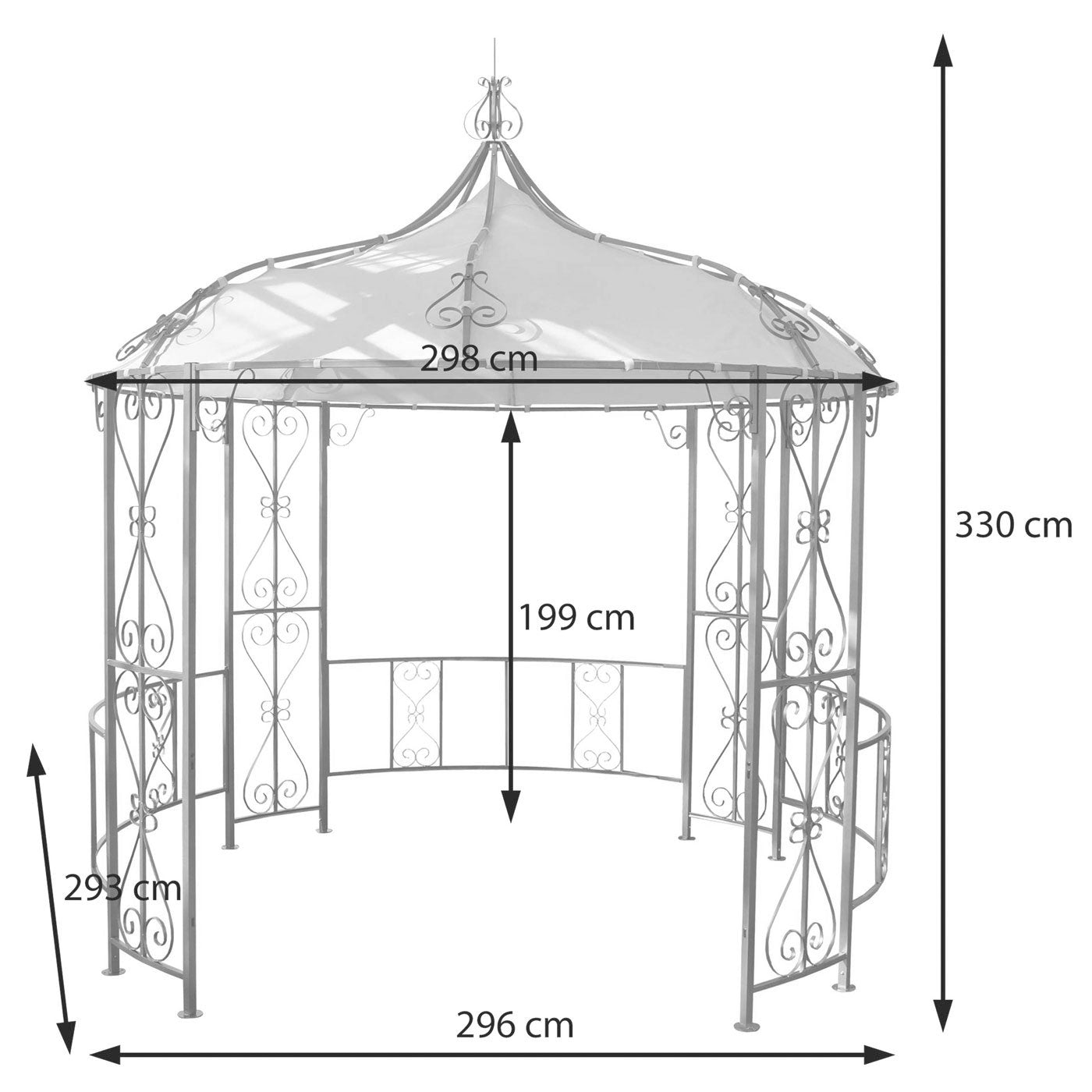 Pergola Almeria, rond tuinpaviljoen, stevig stalen frame Ø 3m ~ turquoise