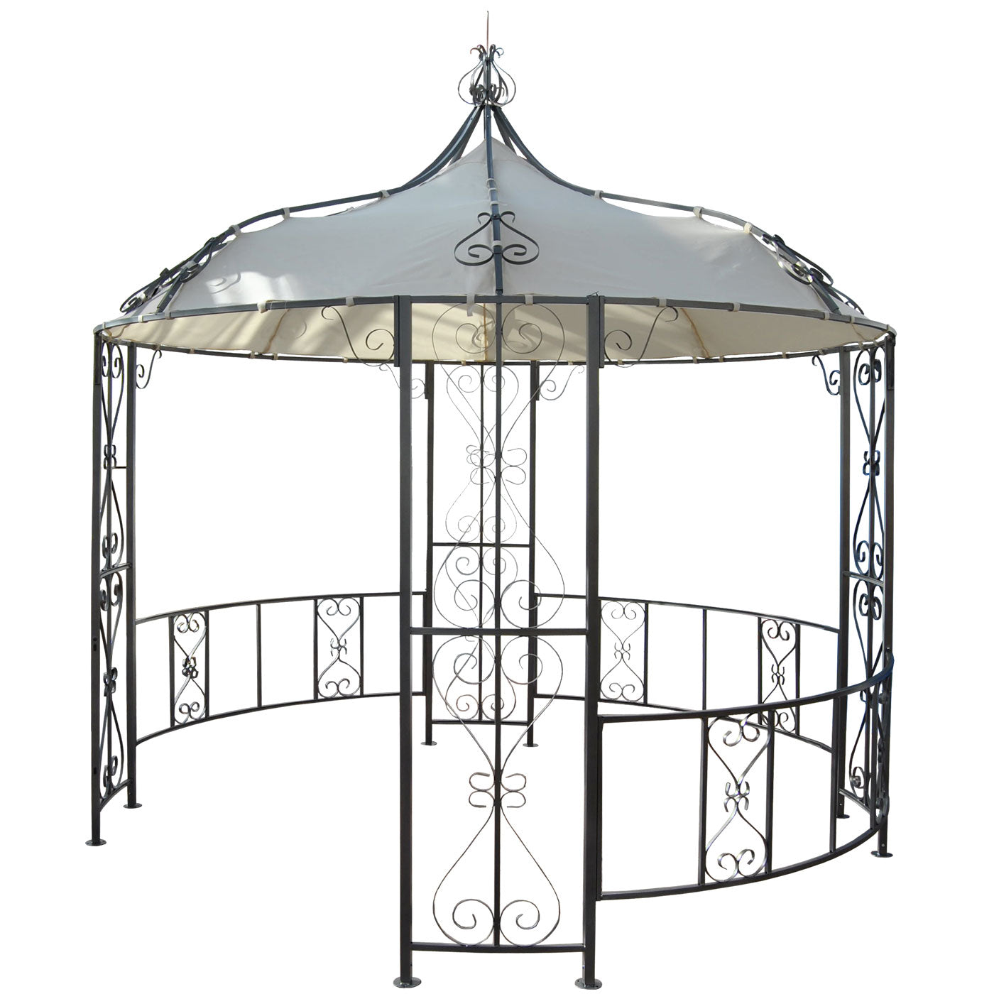 Pergola Almeria, rond tuinpaviljoen, stevig stalen frame Ø 3m ~ crème