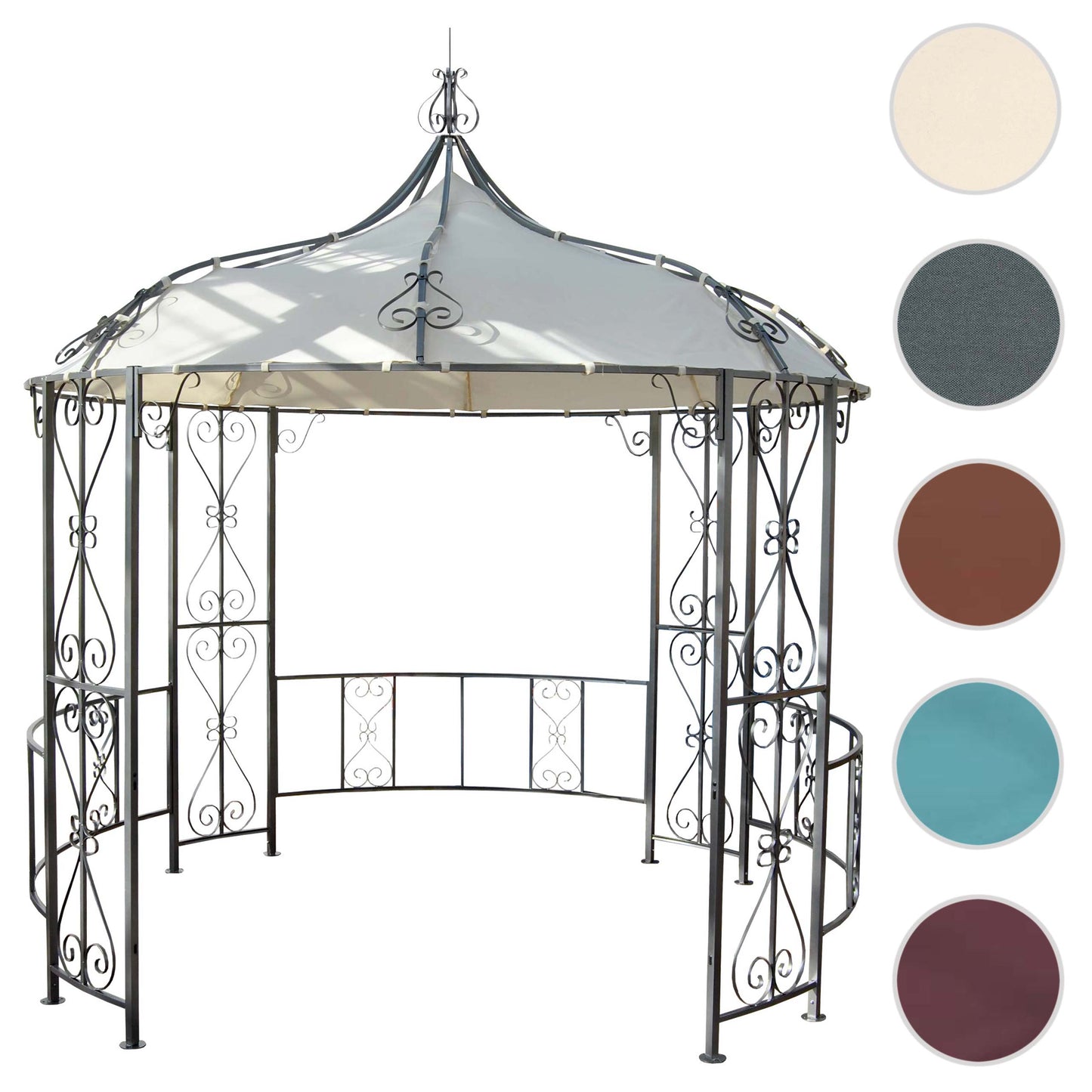 Pergola Almeria, rond tuinpaviljoen, stevig stalen frame Ø 3m ~ crème
