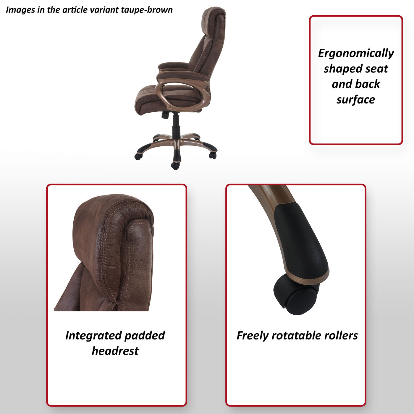 Bureaustoel Dallas, bureaustoel directiestoel, MVG-gecertificeerd ~ suède look donkergrijs