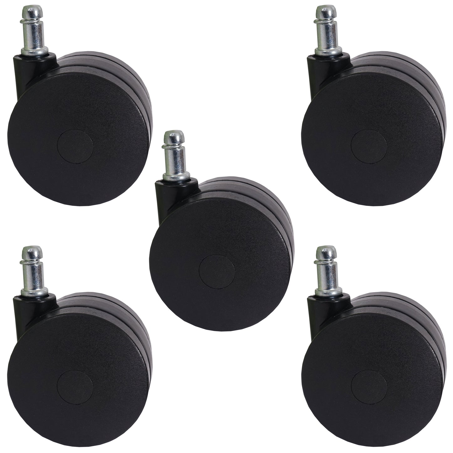 Set van 5 universele wielen T533, bureaustoelwielen, 150 kg draagvermogen, zware uitvoering Ø 11mm