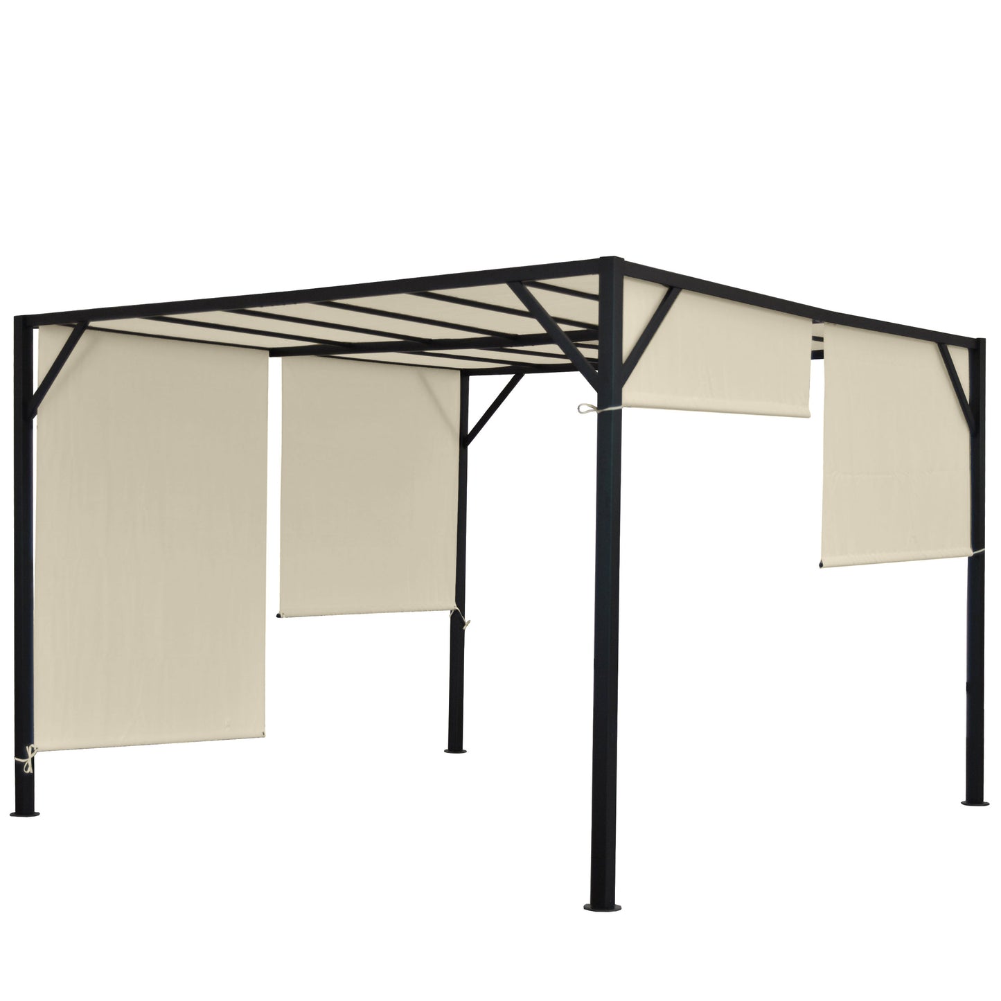 Pergola Baia, tuinpaviljoen terrasoverkapping, stevig 6cm stalen frame + schuifdak ~ 4x4m