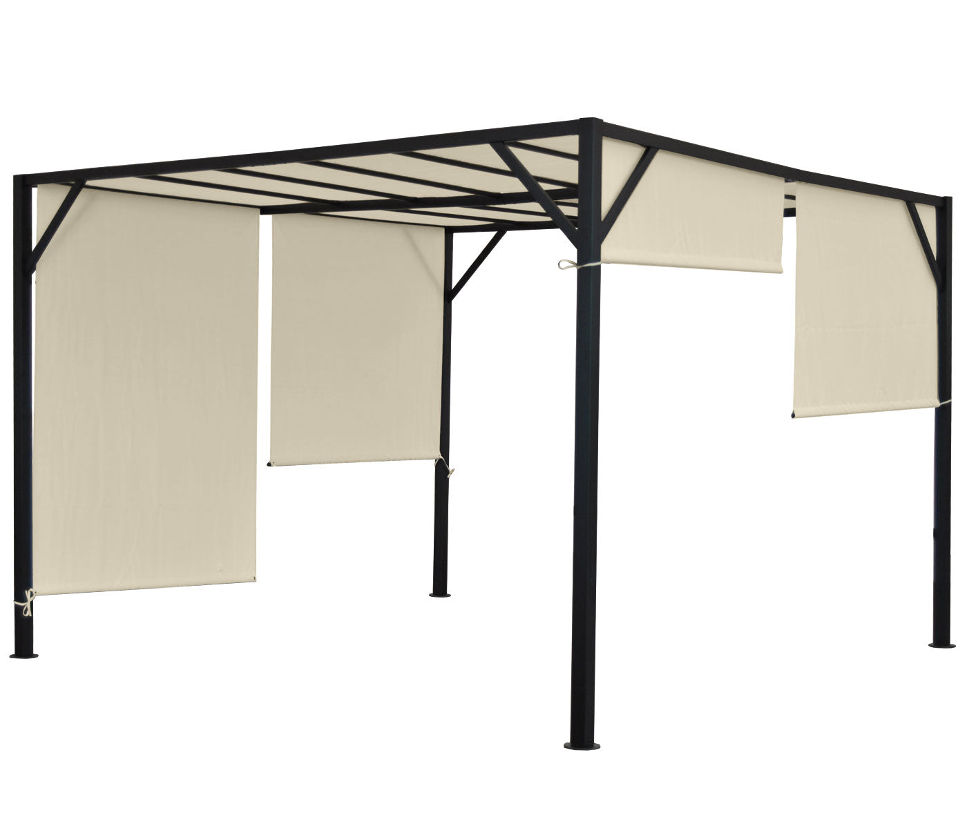 Pergola Baia, tuinpaviljoen terrasoverkapping, stevig 6cm stalen frame + schuifdak ~ 4x4m