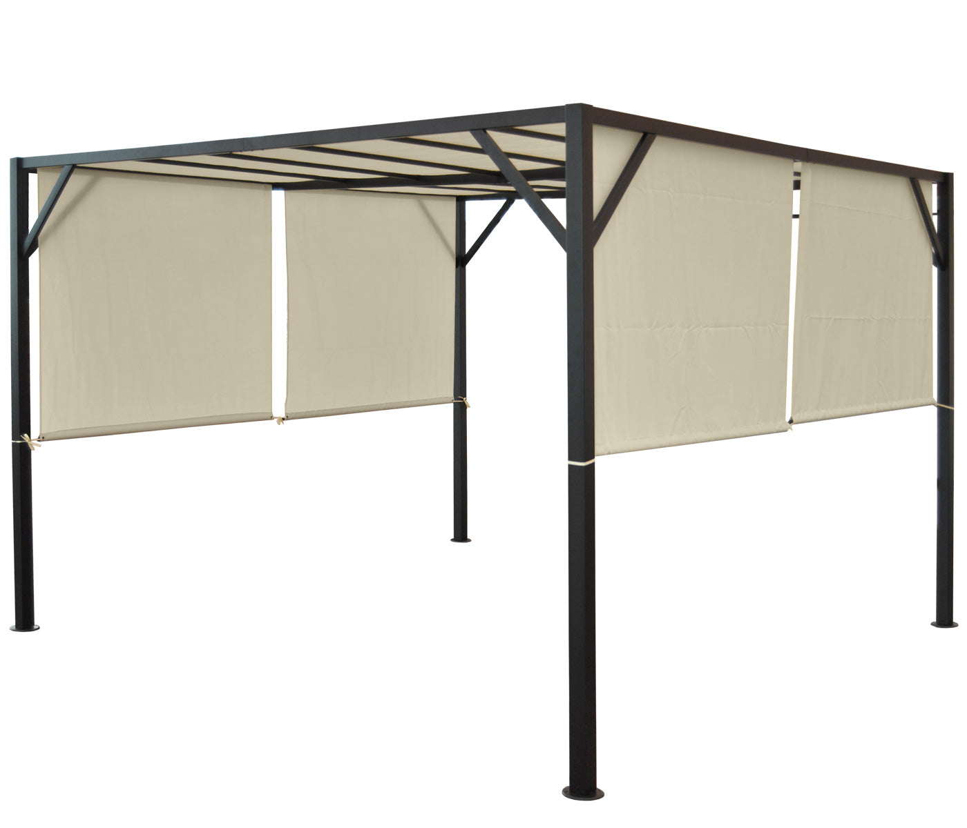 Pergola Baia, tuinpaviljoen terrasoverkapping, stevig 6cm stalen frame + schuifdak ~ 4x3m