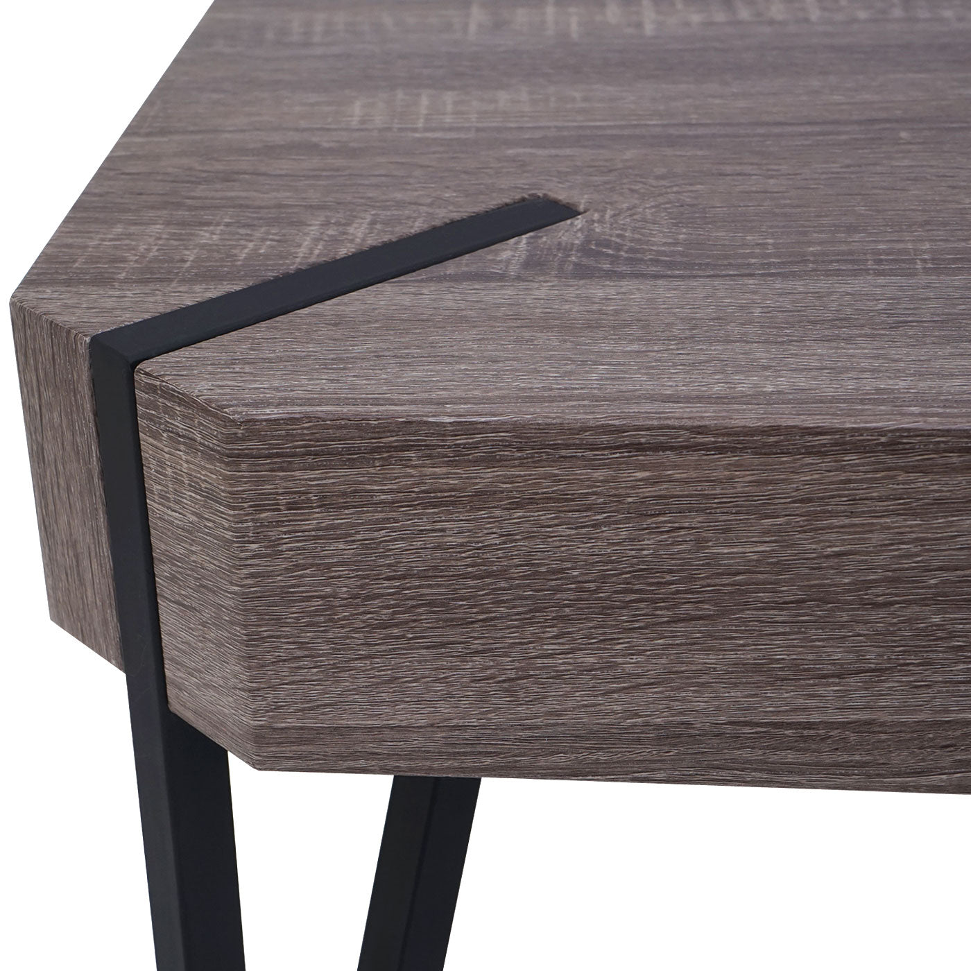Kos T573 salontafel, woonkamertafel, 43x110x60cm MVG-gecertificeerd ~ Donker eiken, donker metalen poten