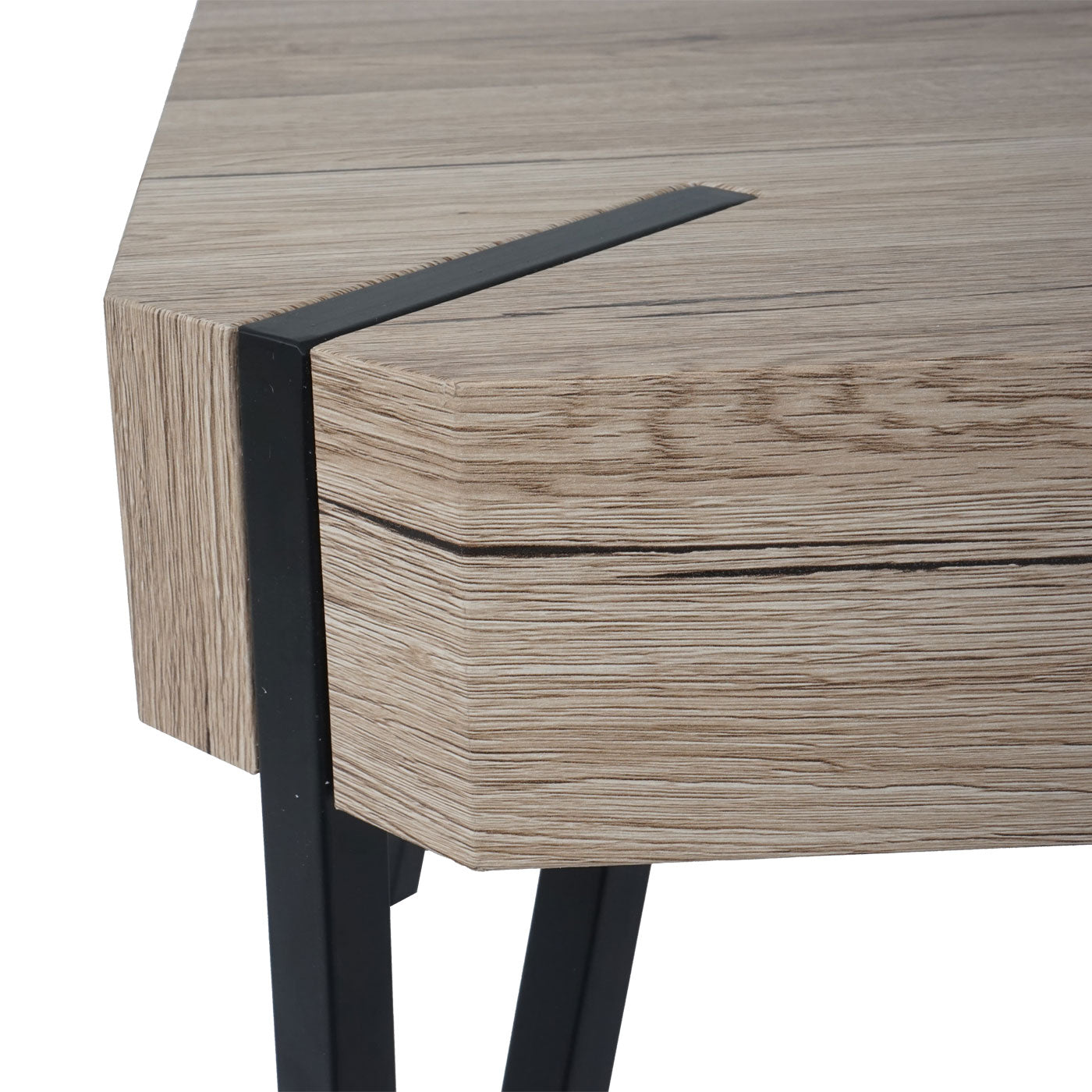 Kos T573 salontafel, woonkamertafel, 43x110x60cm MVG-gecertificeerd ~ Sanremo eiken look, donker metalen poten