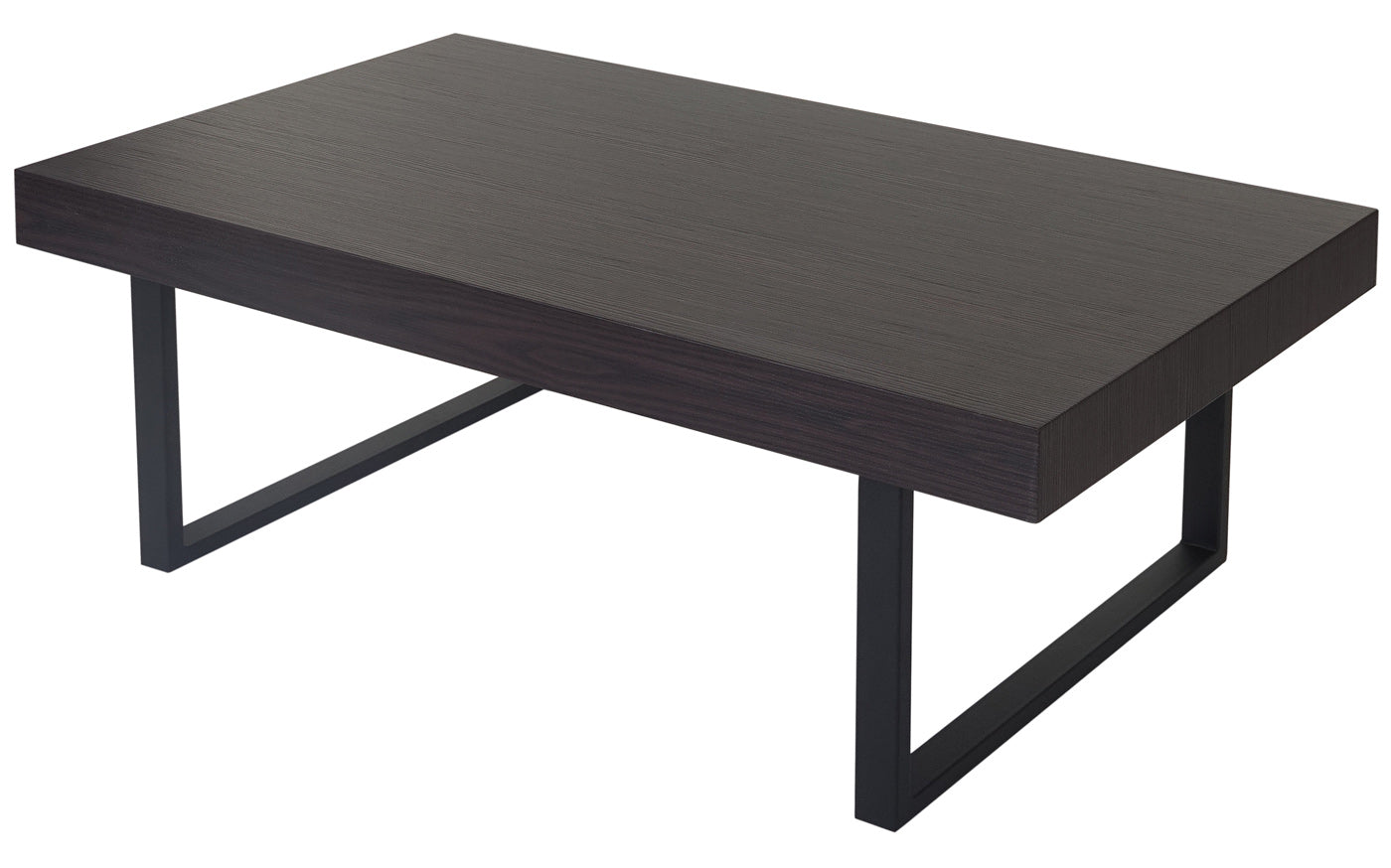 Salontafel Kos T576, woonkamertafel 40x110x60cm MVG-gecertificeerd ~ Wengé, donkere metalen poten