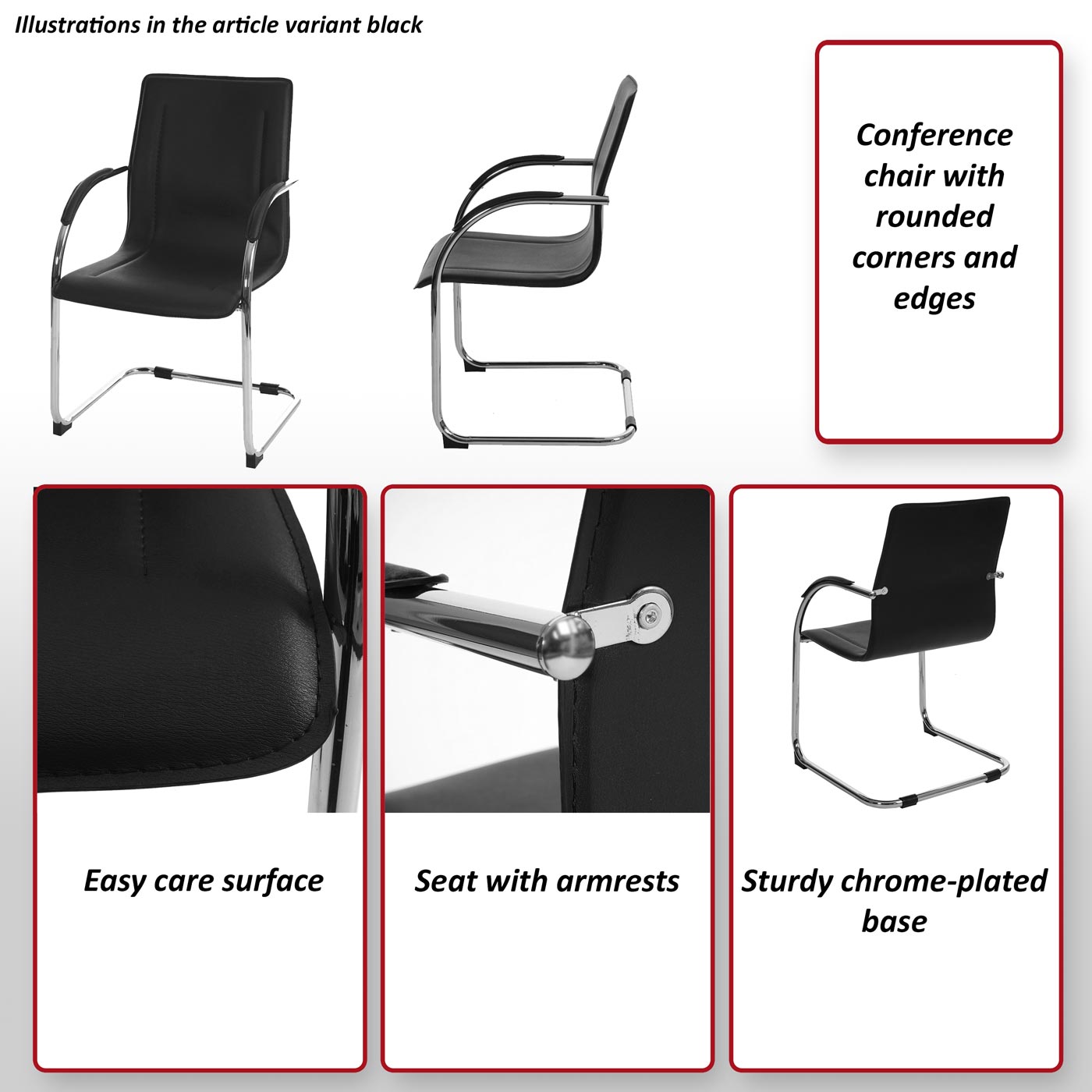Set van 2 vergaderstoelen Samara, bezoekersstoel sledemodel ~ wit