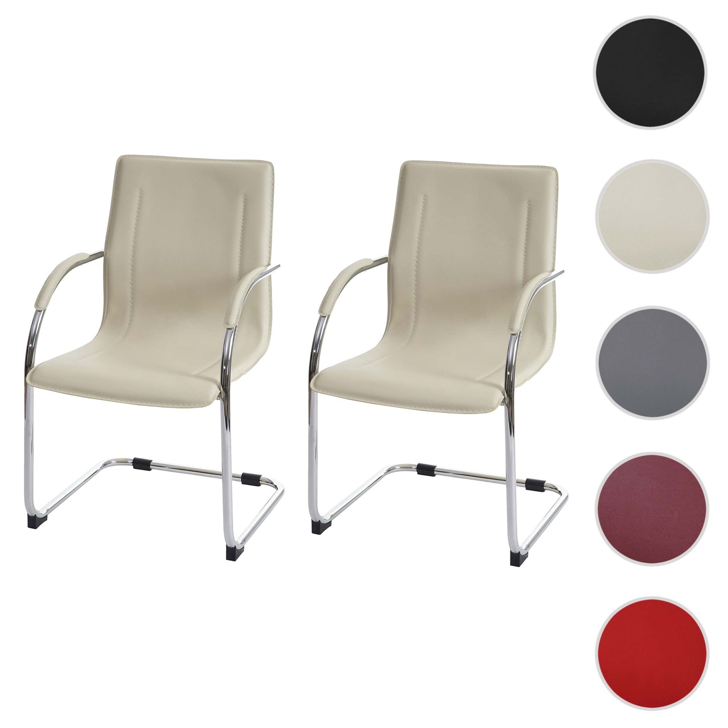 Set van 2 vergaderstoelen Samara, bezoekersstoel sledemodel ~ crème