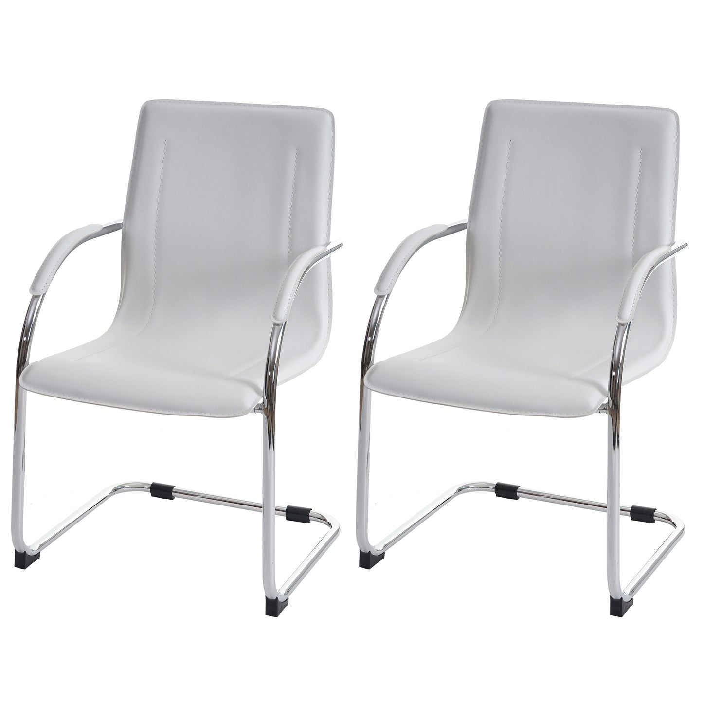 Set van 2 vergaderstoelen Samara, bezoekersstoel sledemodel ~ wit