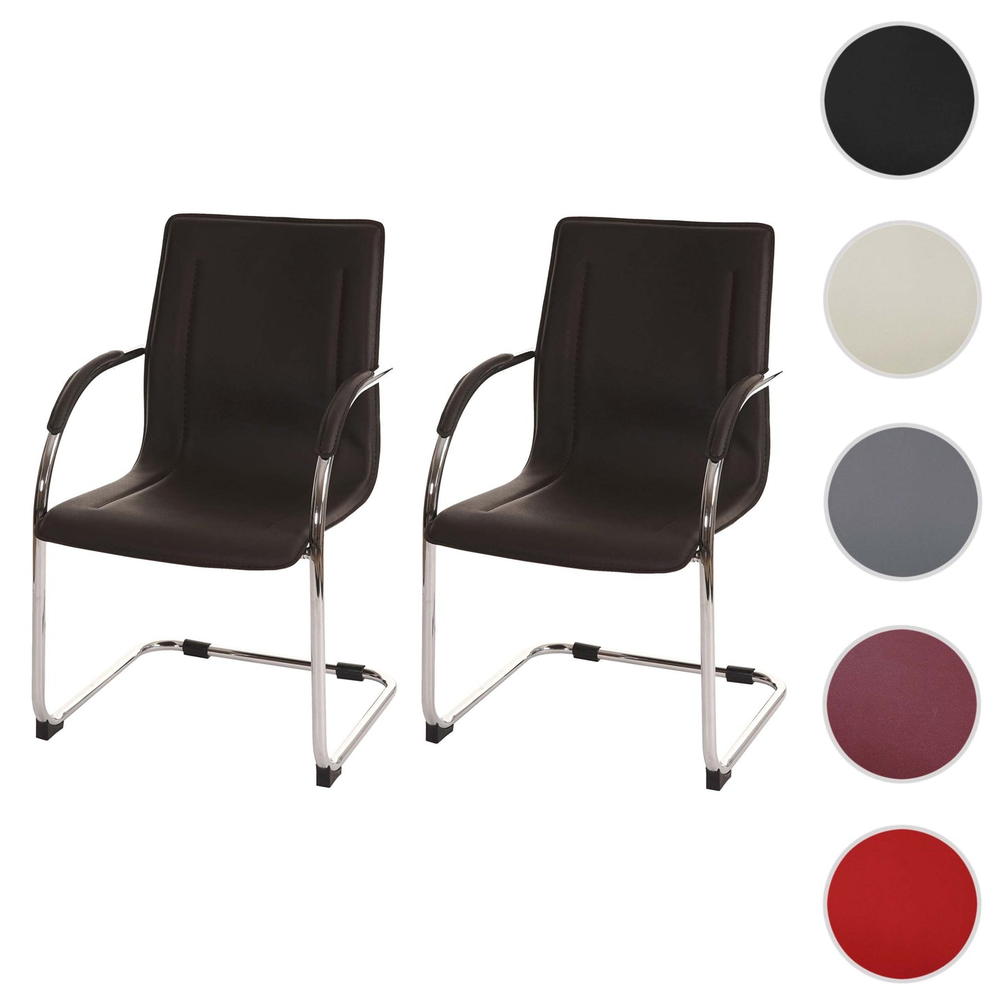 Set van 2 vergaderstoelen Samara, bezoekersstoel sledemodel ~ bruin
