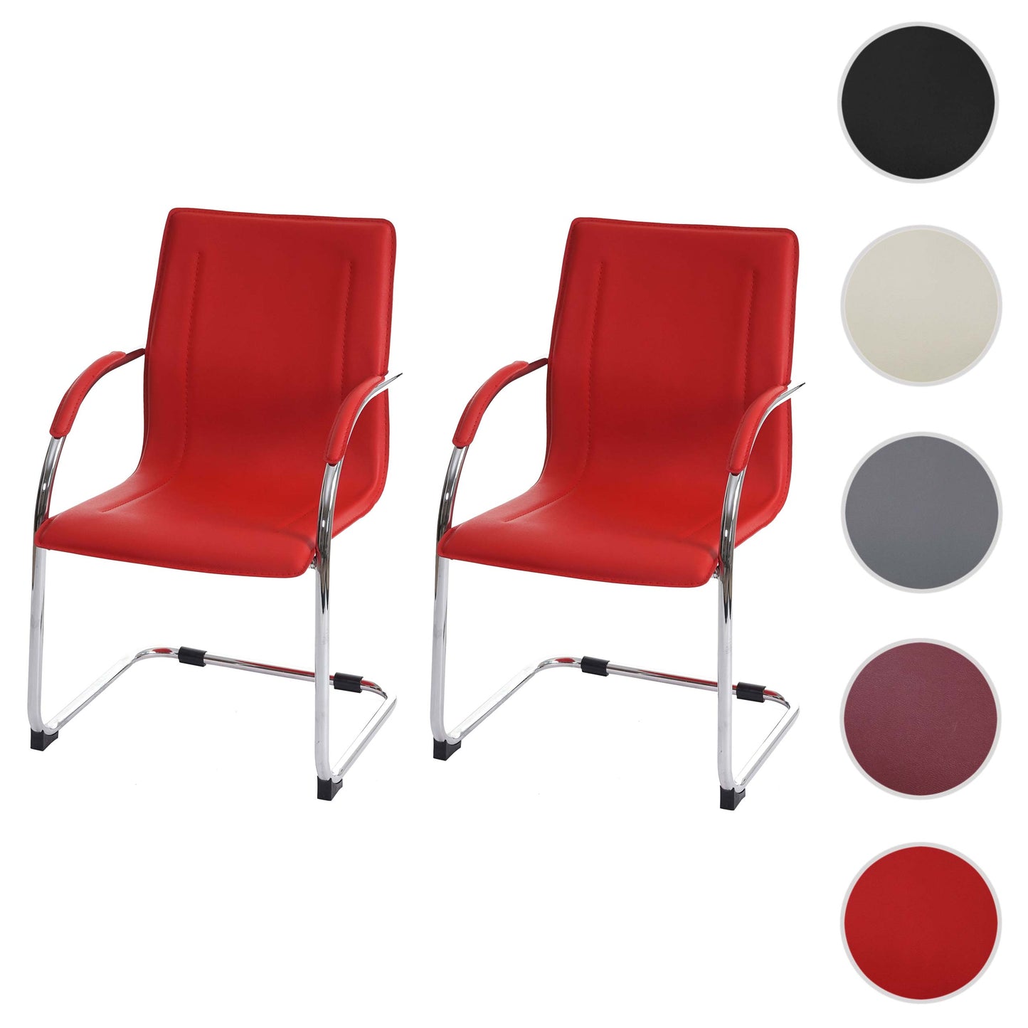 Set van 2 vergaderstoelen Samara, bezoekersstoel sledemodel ~ rood