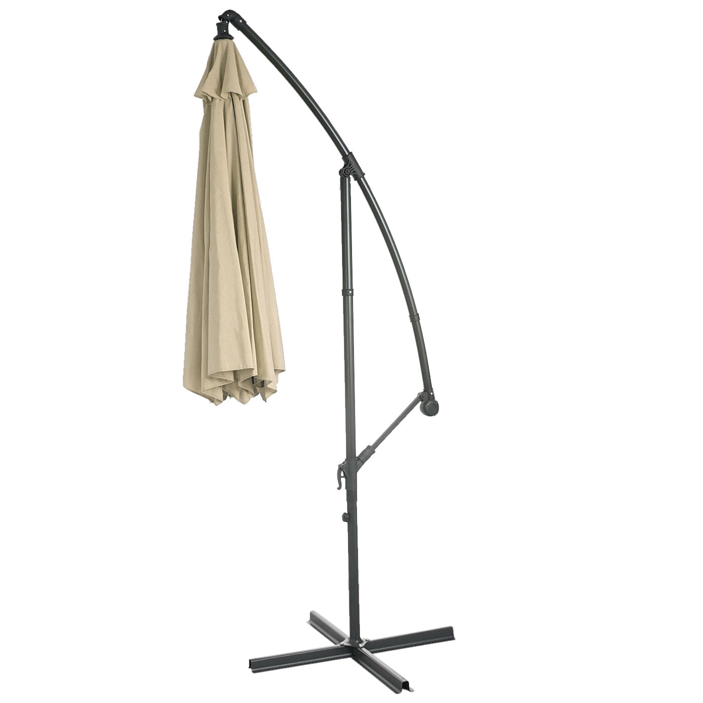 Acerra zweefparasol, parasol, Ø 3m kantelbaar, polyester/staal 11kg ~ crème zonder voet