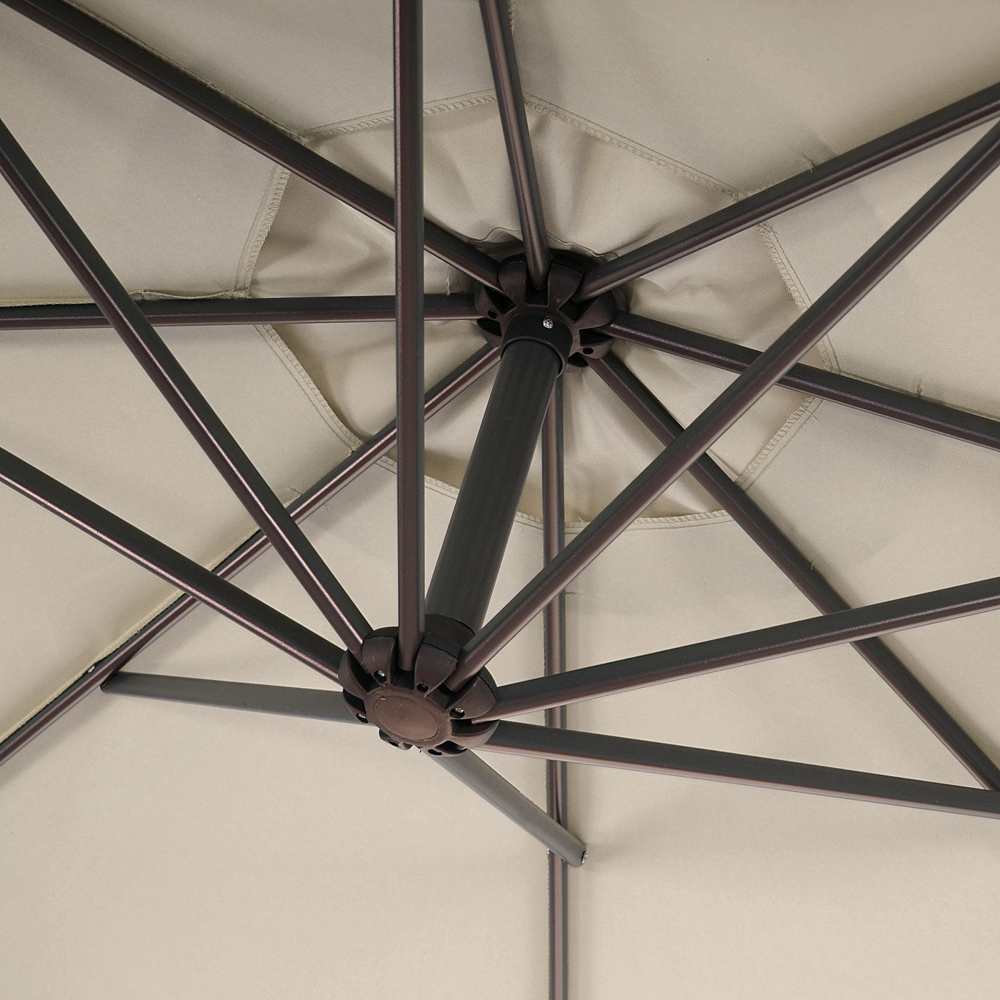 Acerra zweefparasol, parasol, Ø 3m kantelbaar, polyester/staal 11kg ~ crème zonder voet